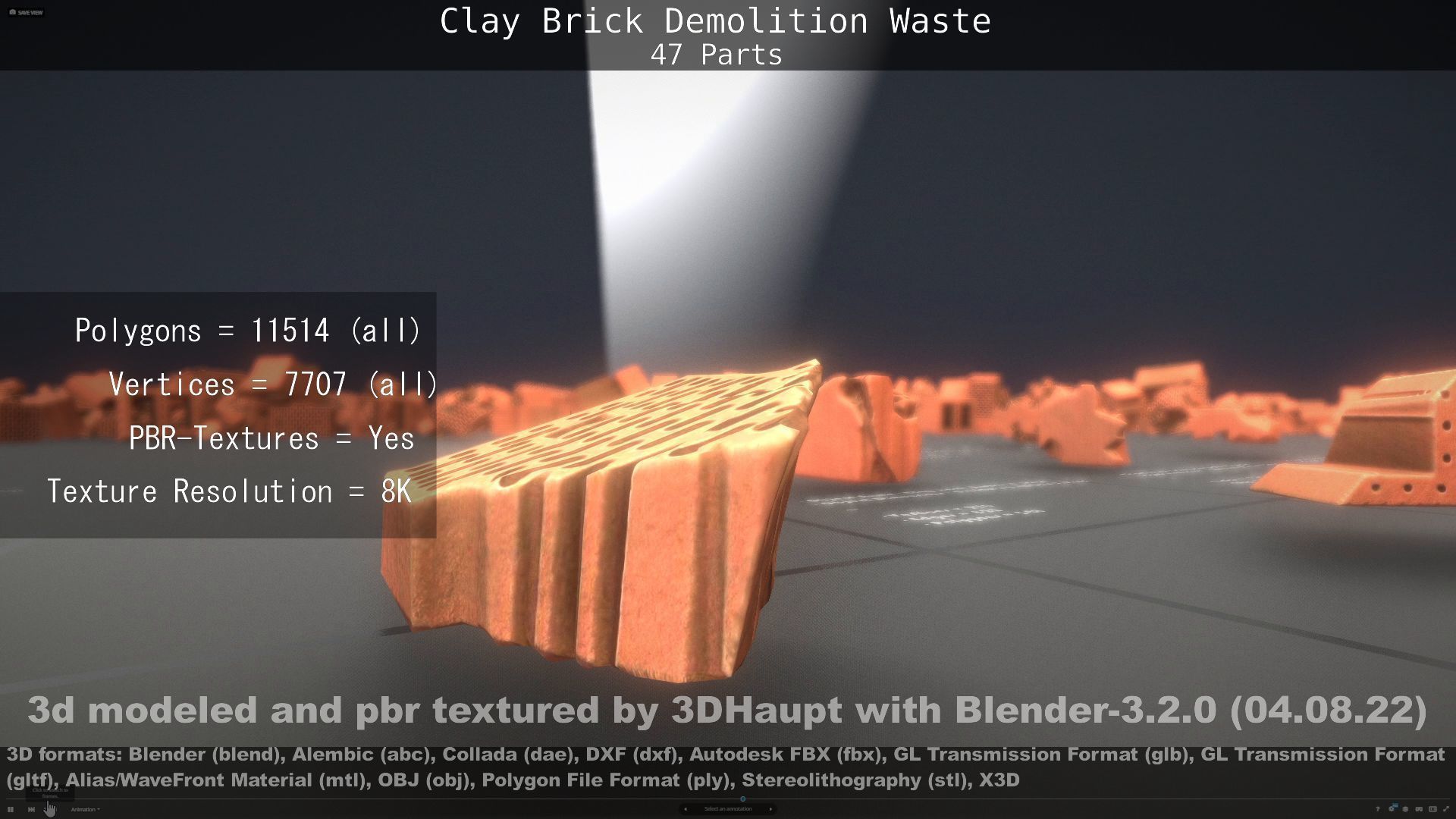 Clay Brick Demolition Waste Low-poly 3D model_120