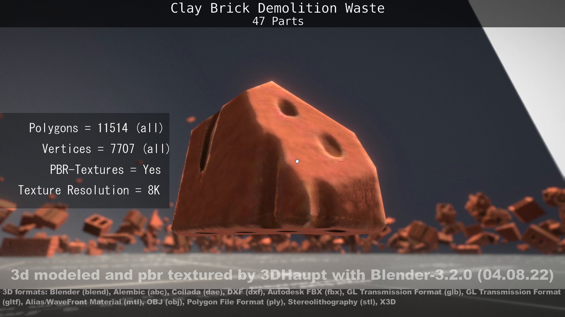 Clay Brick Demolition Waste Low-poly 3D model_63