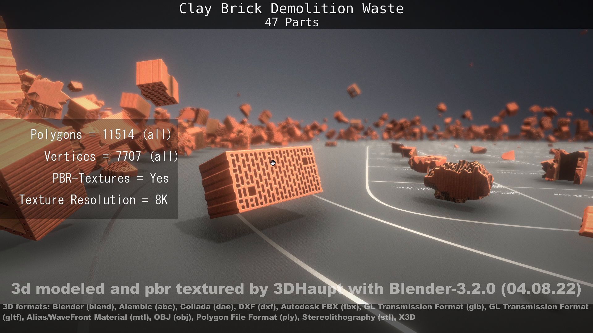 Clay Brick Demolition Waste Low-poly 3D model_151