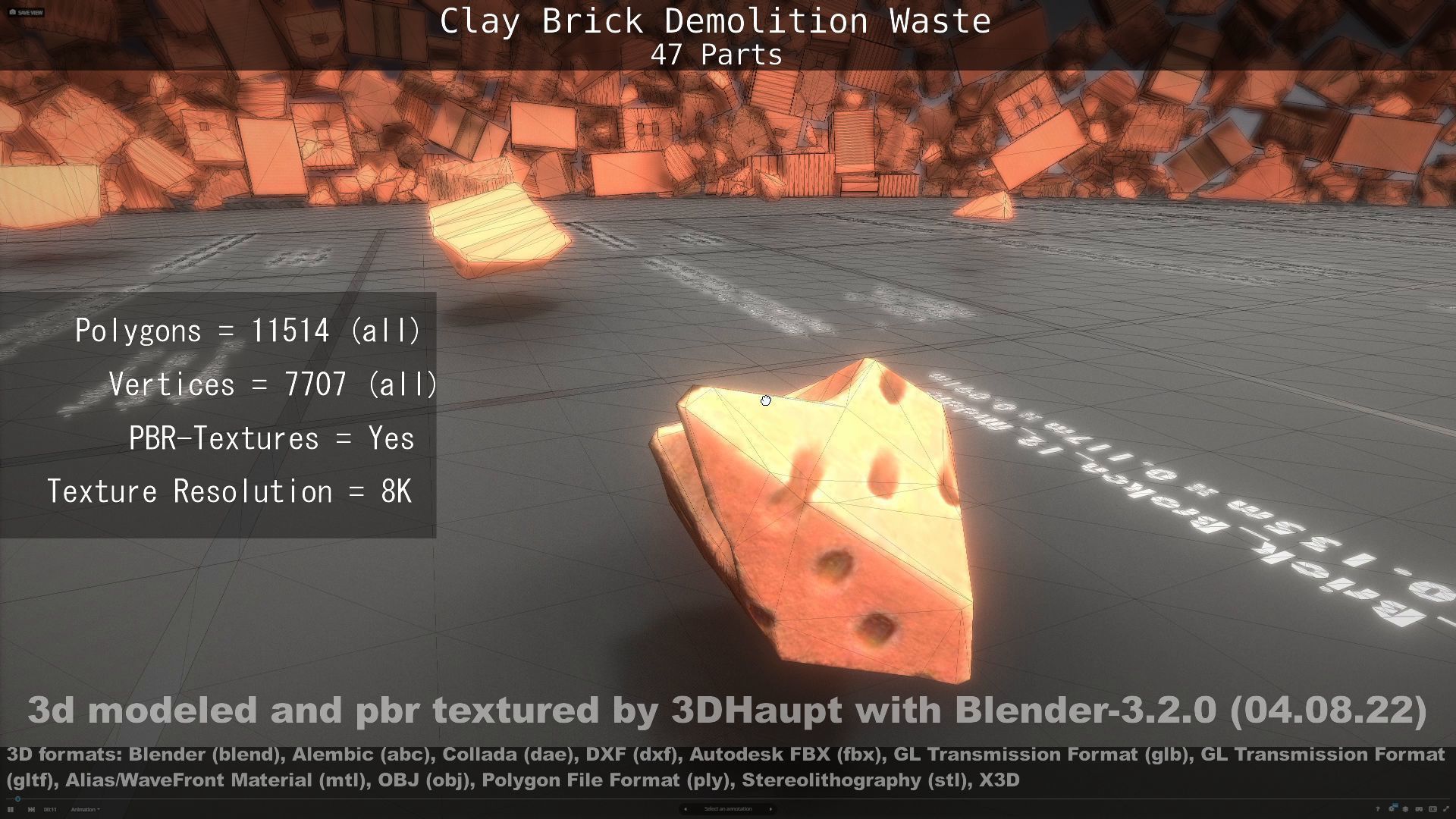 Clay Brick Demolition Waste Low-poly 3D model_41
