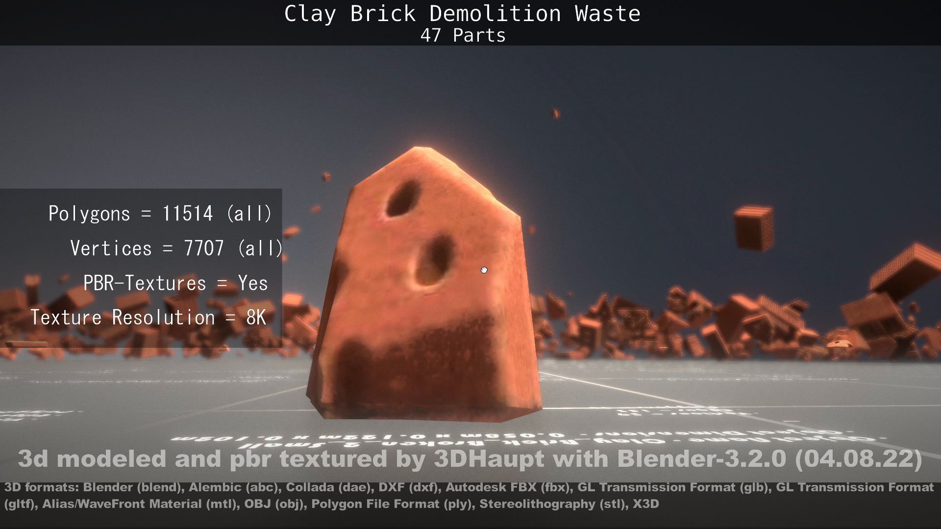 Clay Brick Demolition Waste Low-poly 3D model_62