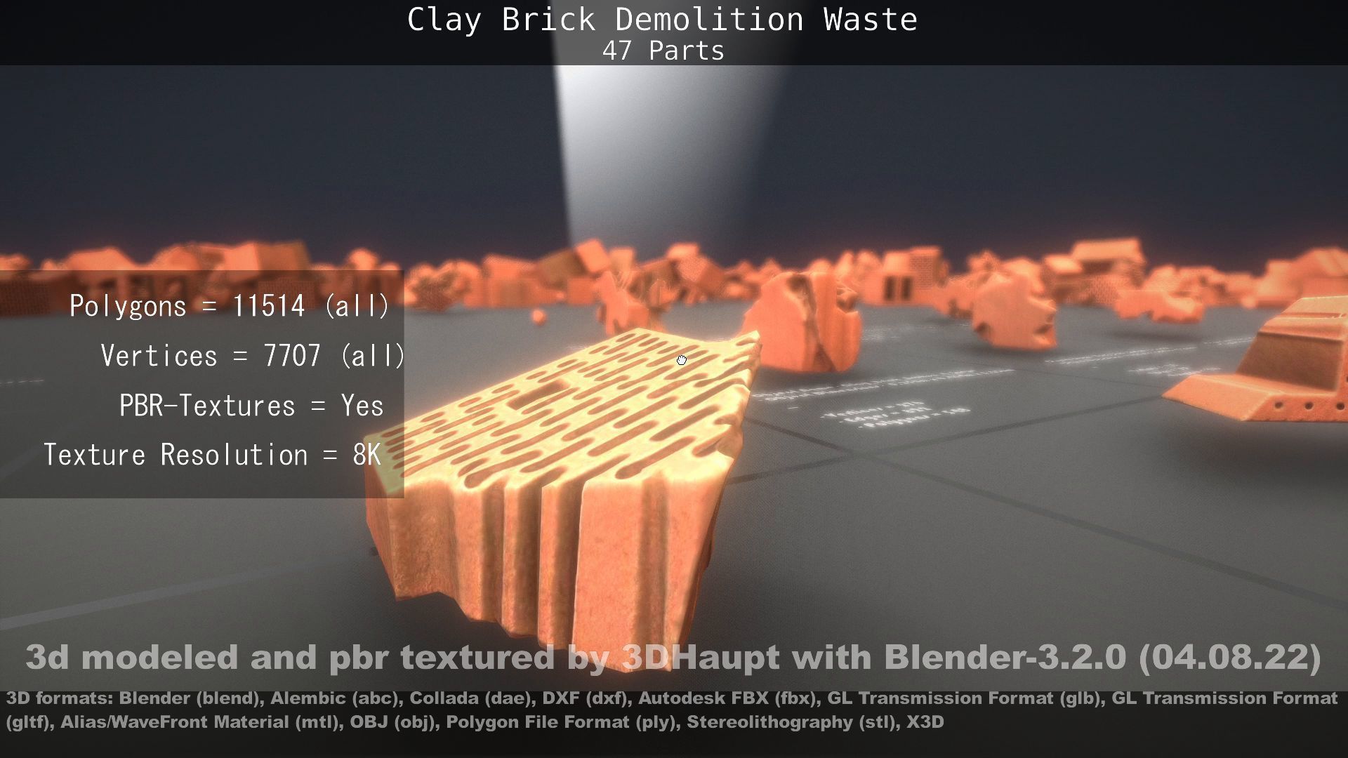 Clay Brick Demolition Waste Low-poly 3D model_145