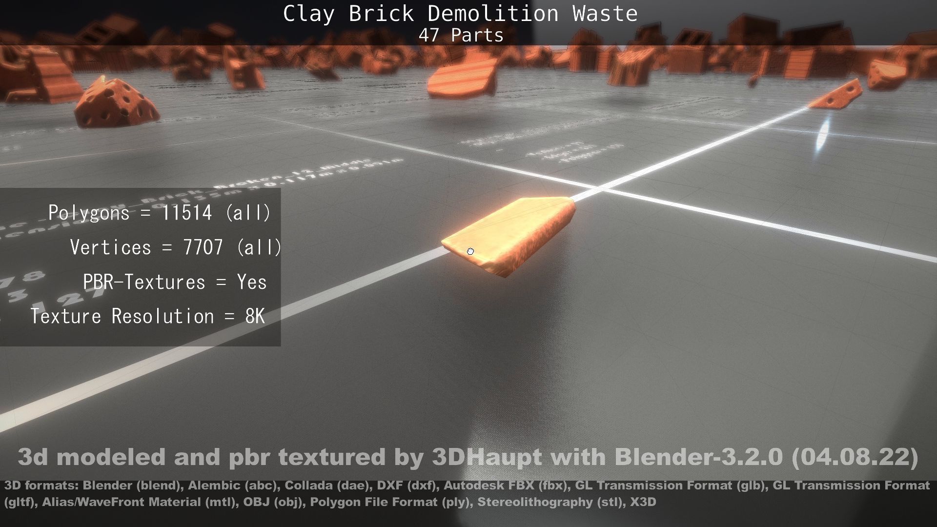 Clay Brick Demolition Waste Low-poly 3D model_91