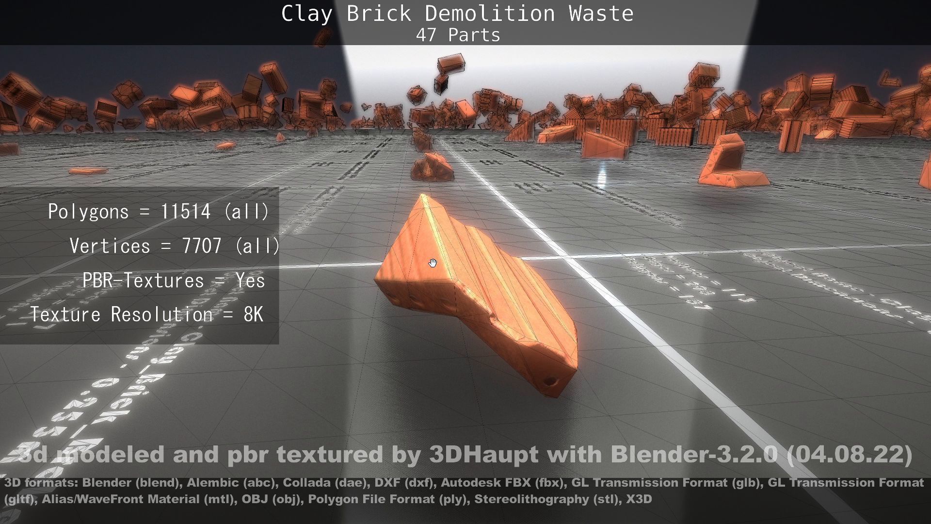 Clay Brick Demolition Waste Low-poly 3D model_34