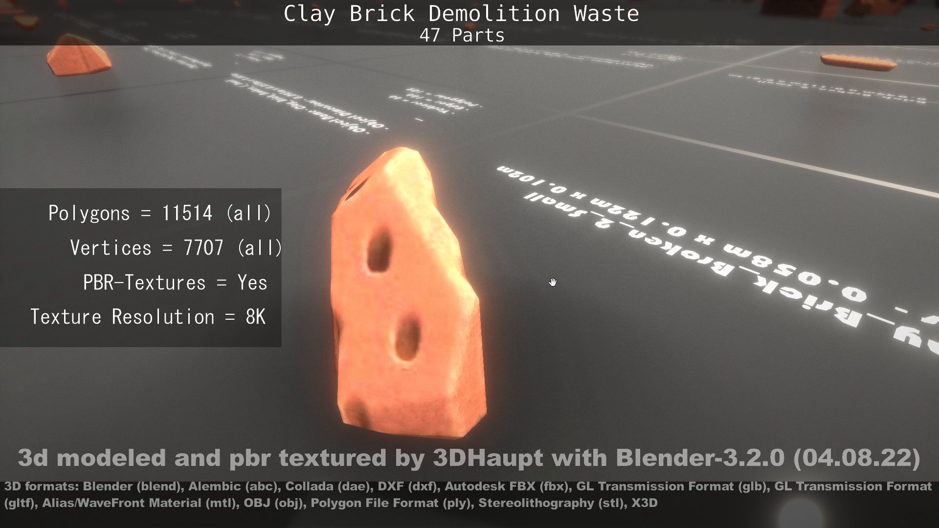 Clay Brick Demolition Waste Low-poly 3D model_64