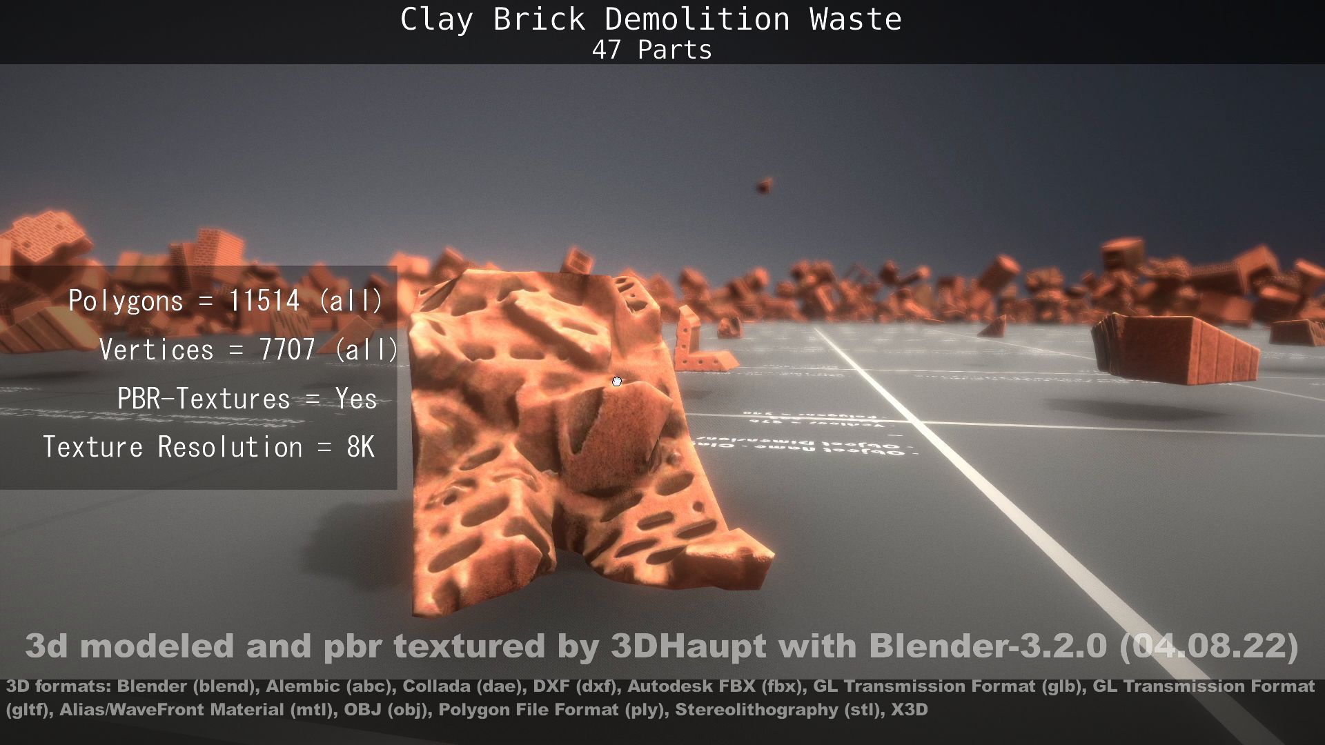 Clay Brick Demolition Waste Low-poly 3D model_139