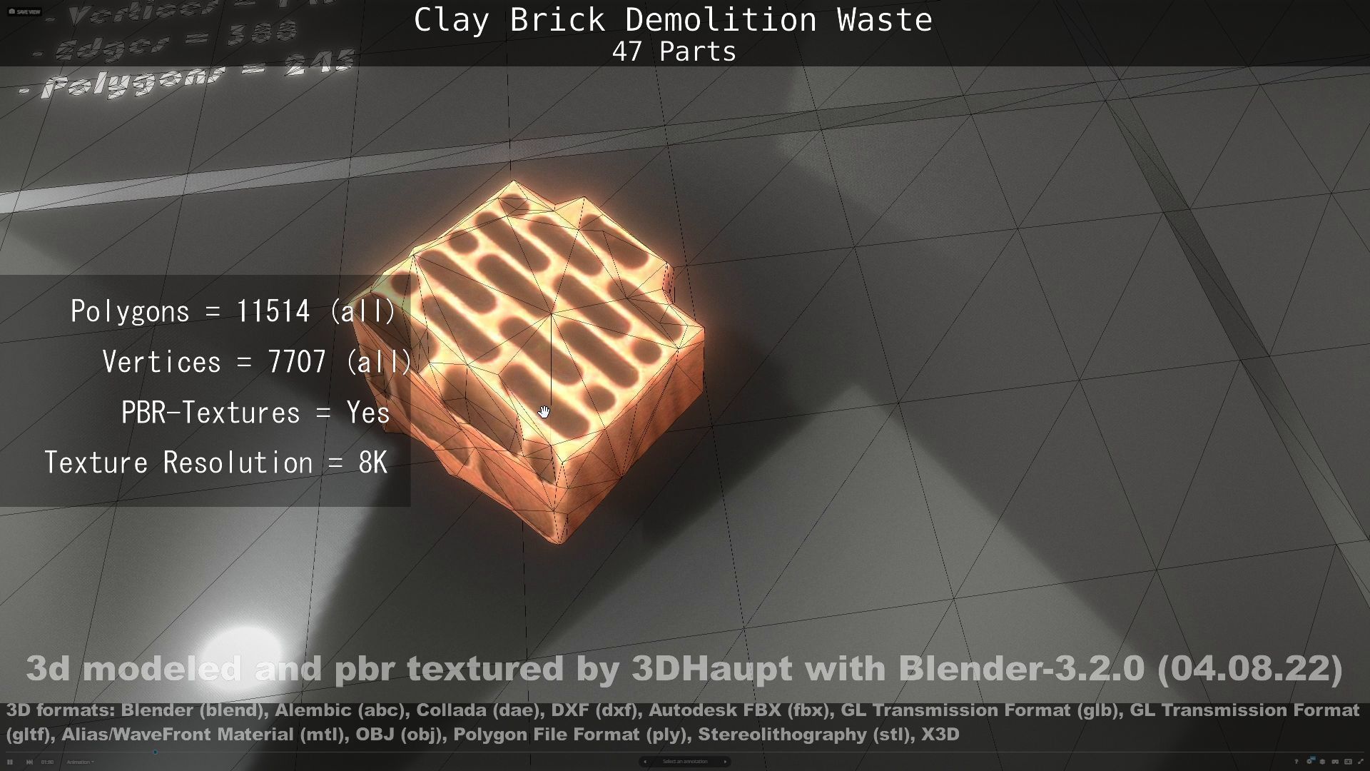 Clay Brick Demolition Waste Low-poly 3D model_44