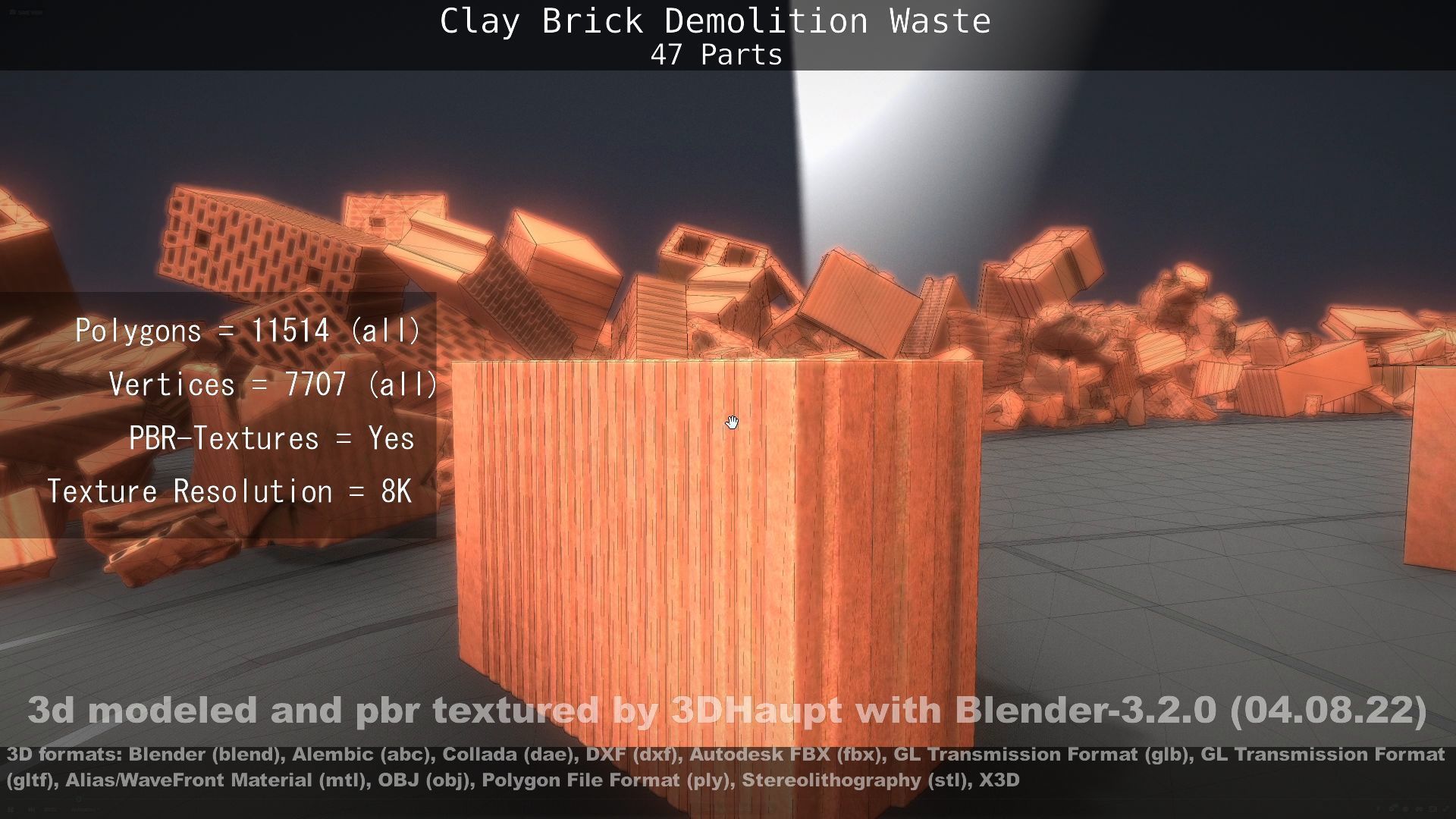 Clay Brick Demolition Waste Low-poly 3D model_95