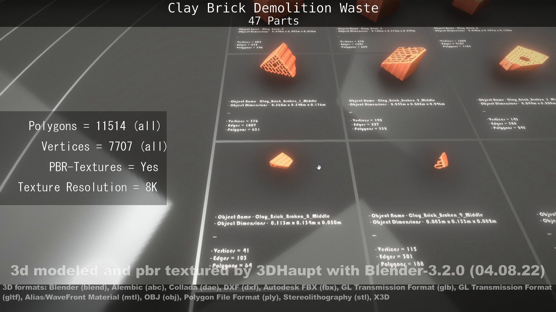 Clay Brick Demolition Waste Low-poly 3D model_113