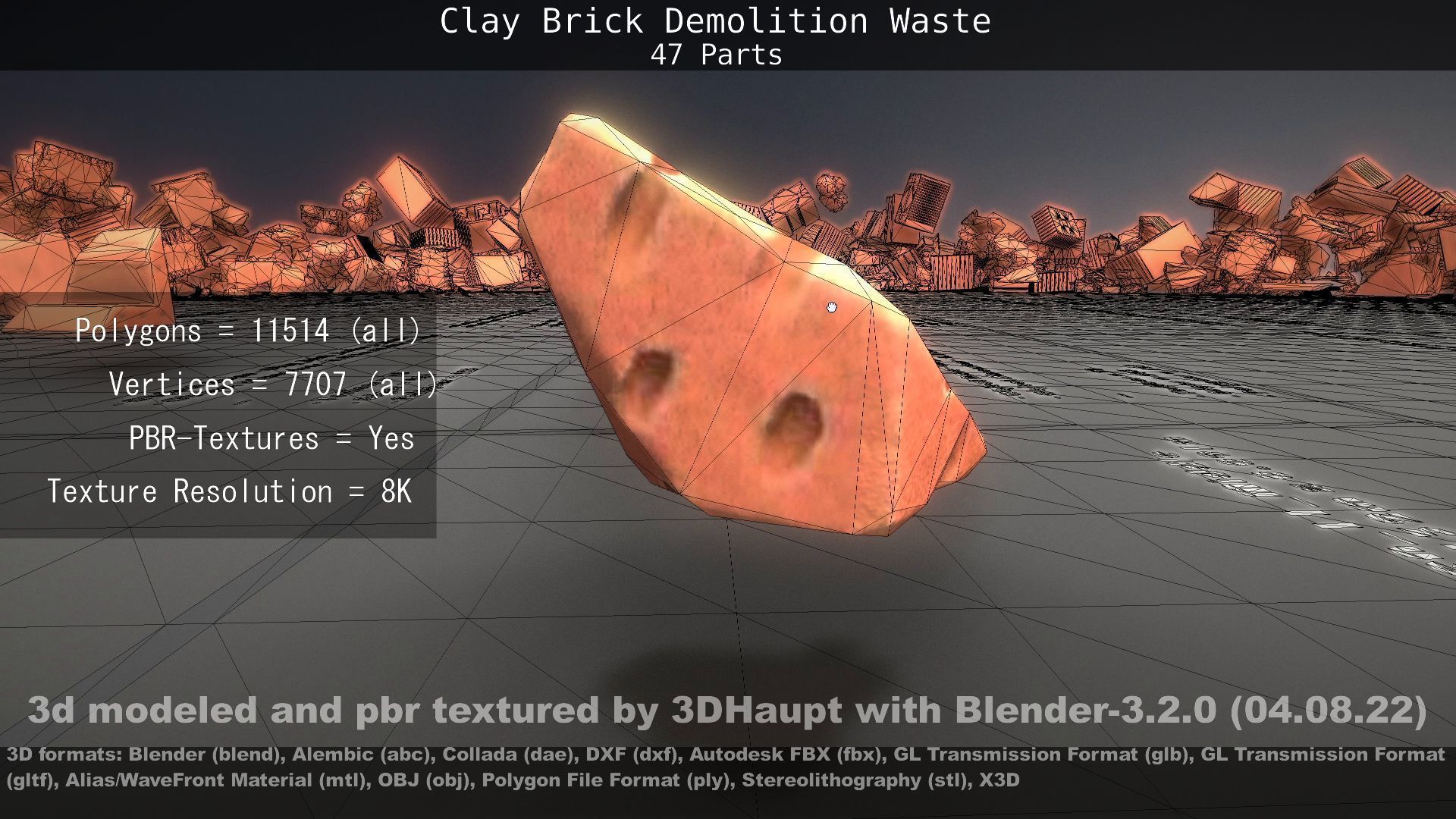 Clay Brick Demolition Waste Low-poly 3D model_46