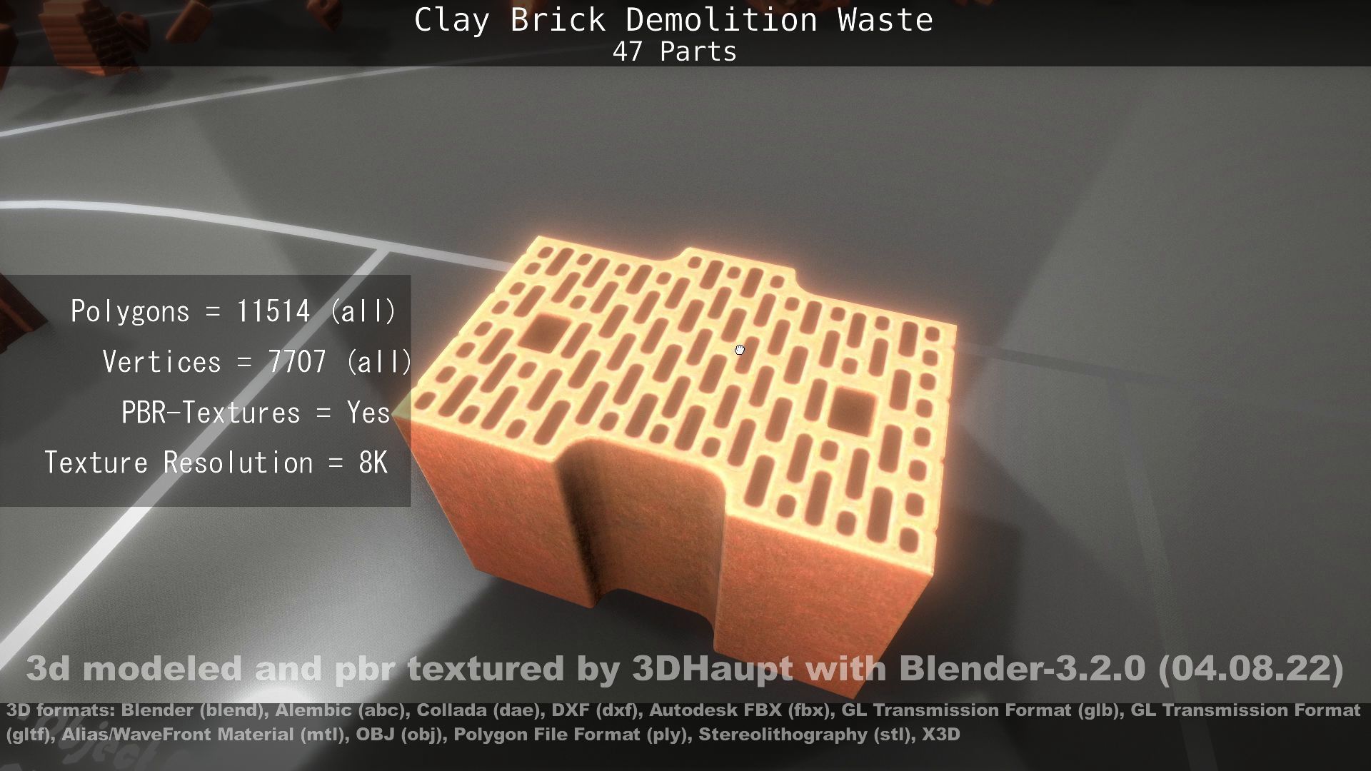 Clay Brick Demolition Waste Low-poly 3D model_98