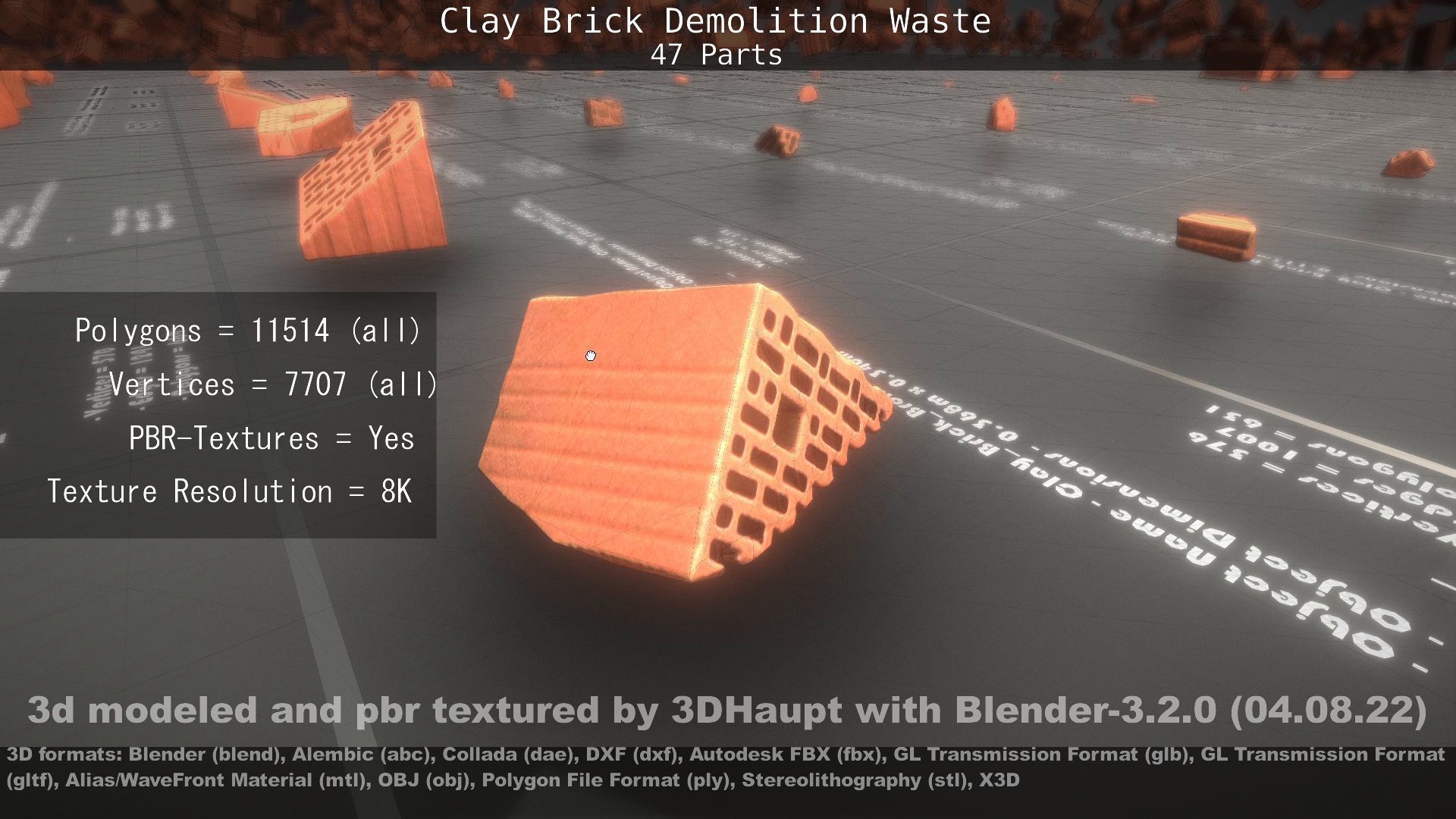 Clay Brick Demolition Waste Low-poly 3D model_107