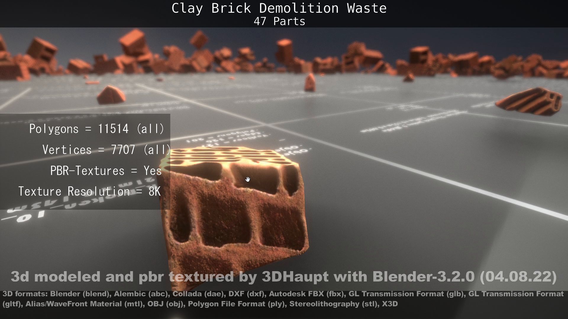 Clay Brick Demolition Waste Low-poly 3D model_112