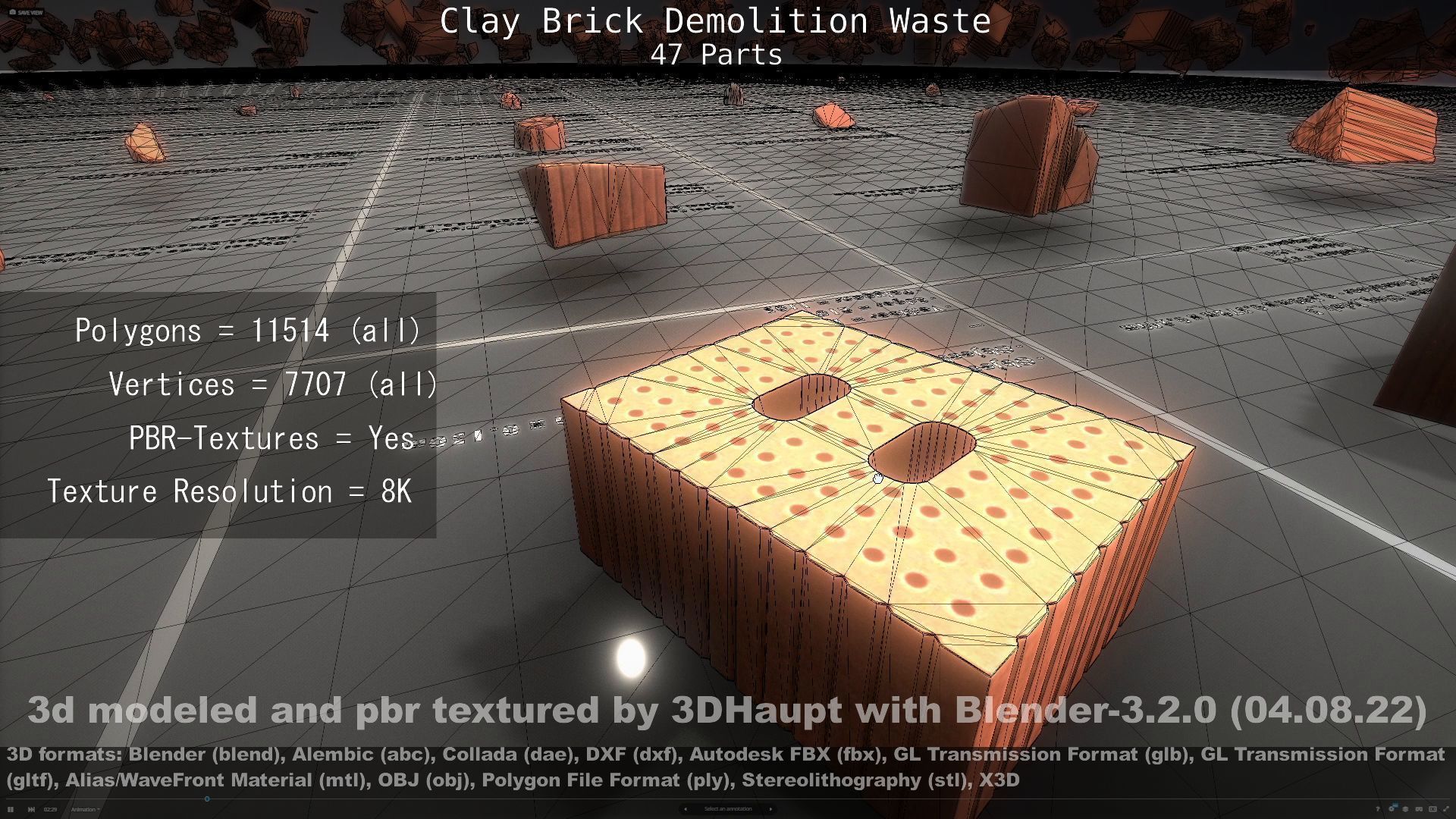 Clay Brick Demolition Waste Low-poly 3D model_97