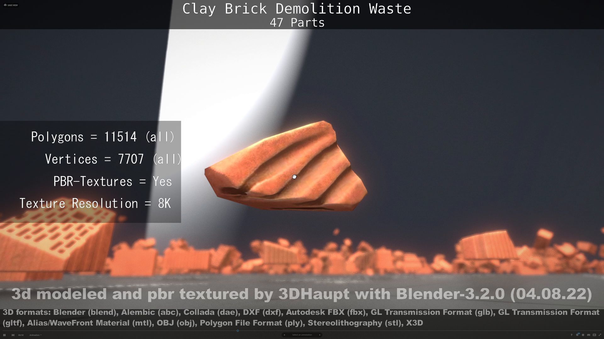 Clay Brick Demolition Waste Low-poly 3D model_132