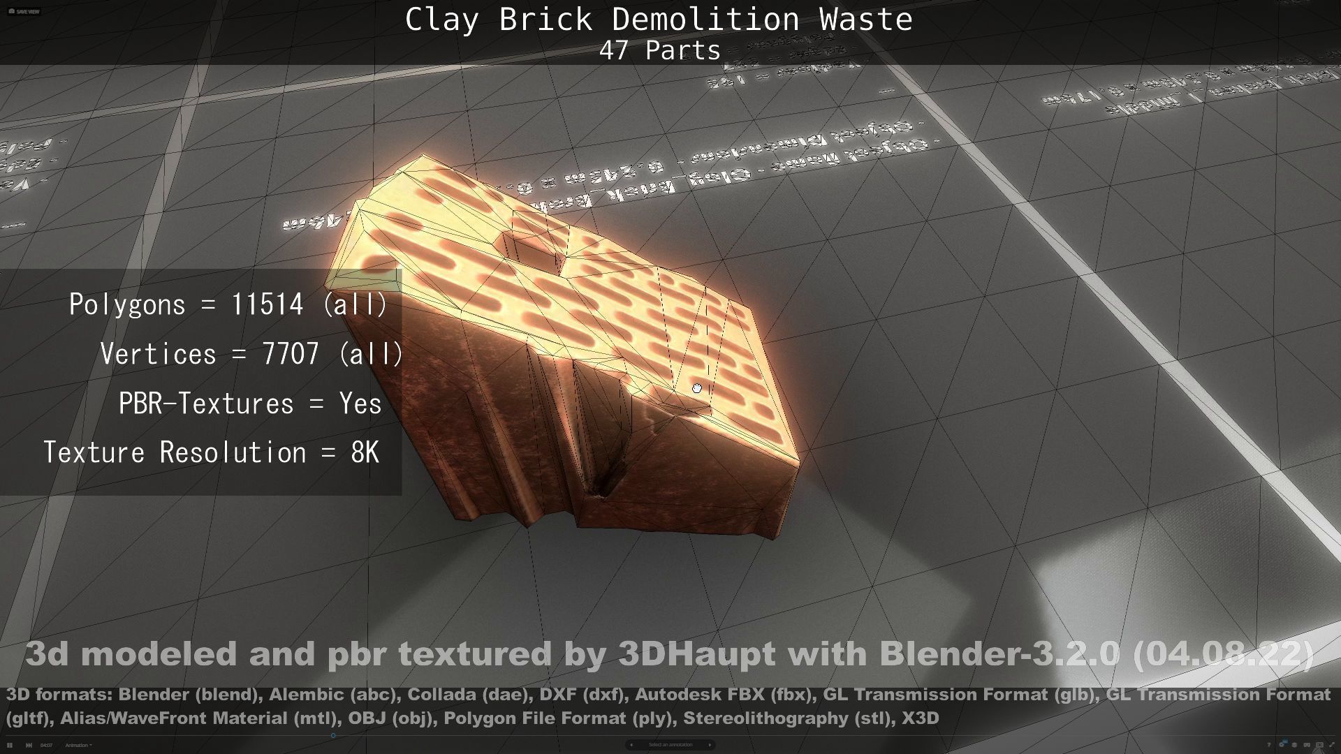 Clay Brick Demolition Waste Low-poly 3D model_100