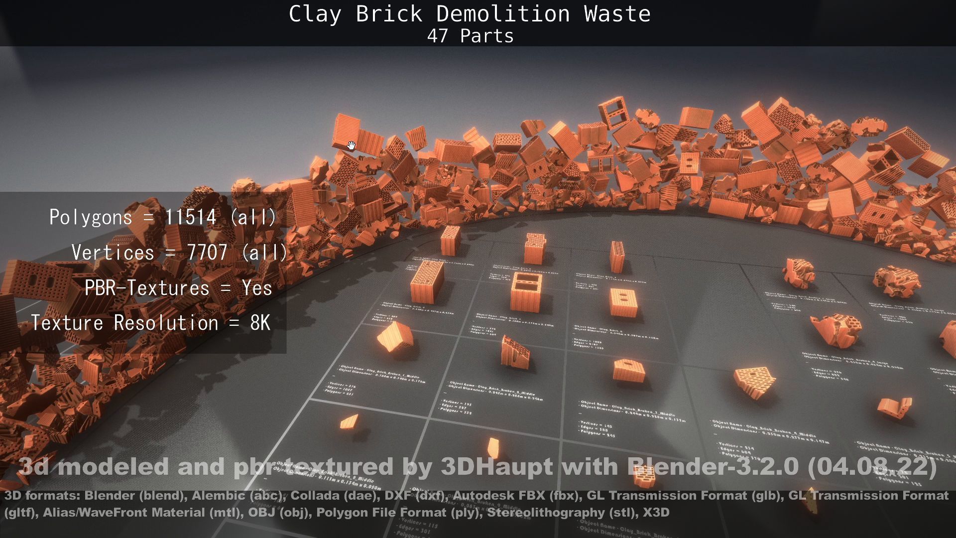 Clay Brick Demolition Waste Low-poly 3D model_126