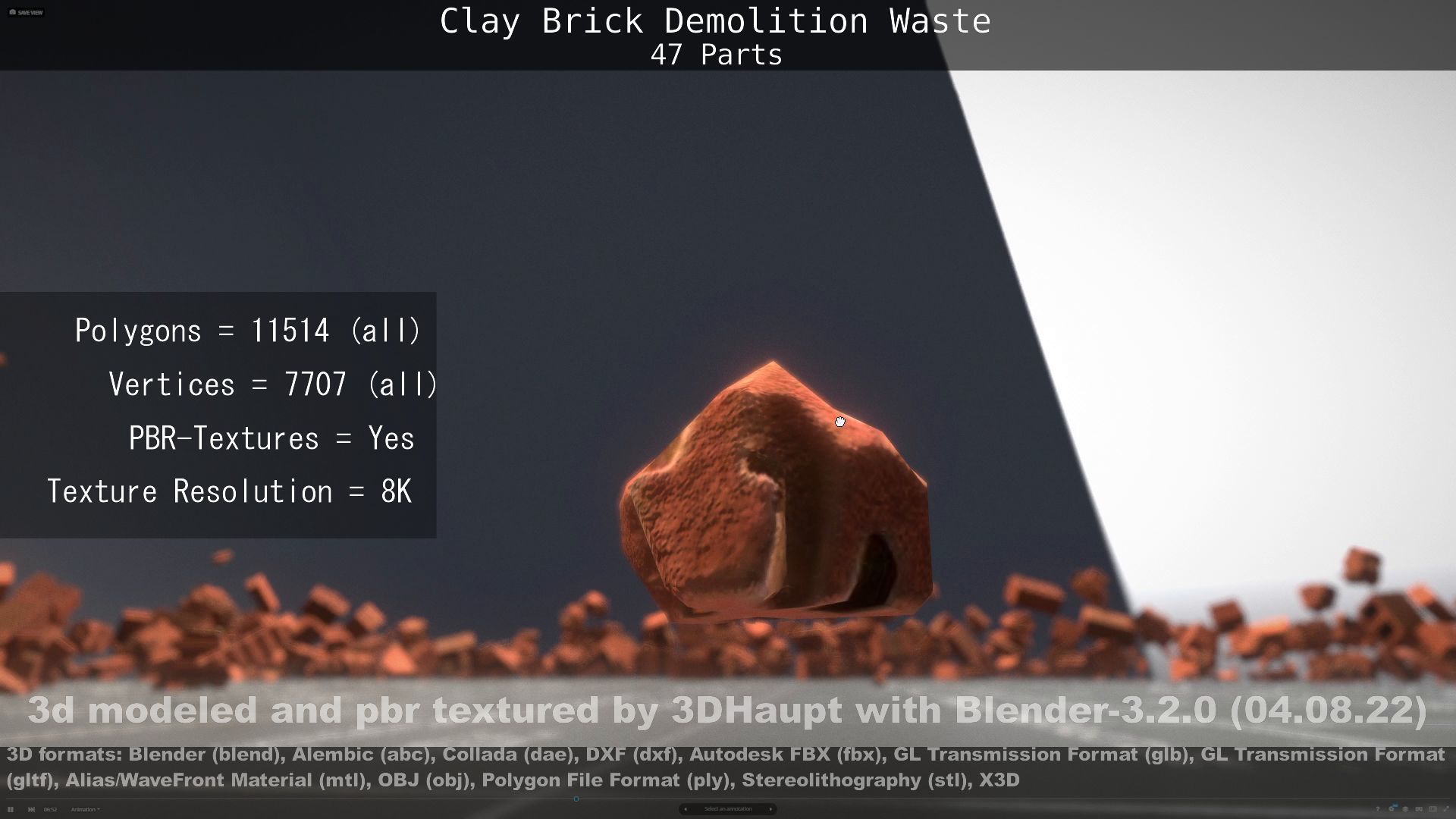 Clay Brick Demolition Waste Low-poly 3D model_71