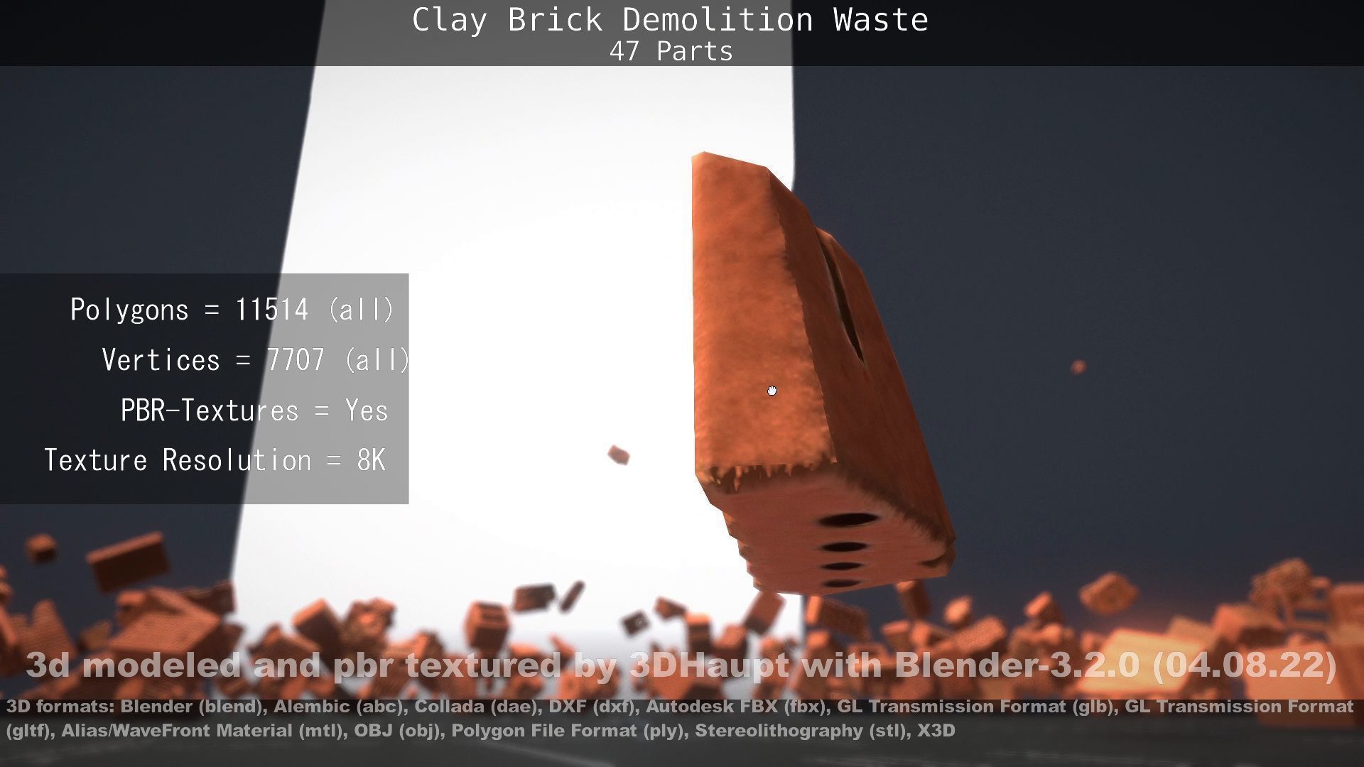 Clay Brick Demolition Waste Low-poly 3D model_72