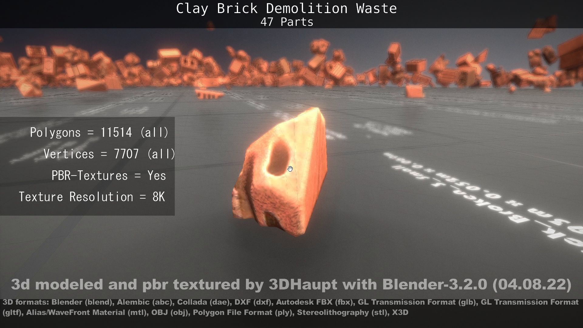 Clay Brick Demolition Waste Low-poly 3D model_74