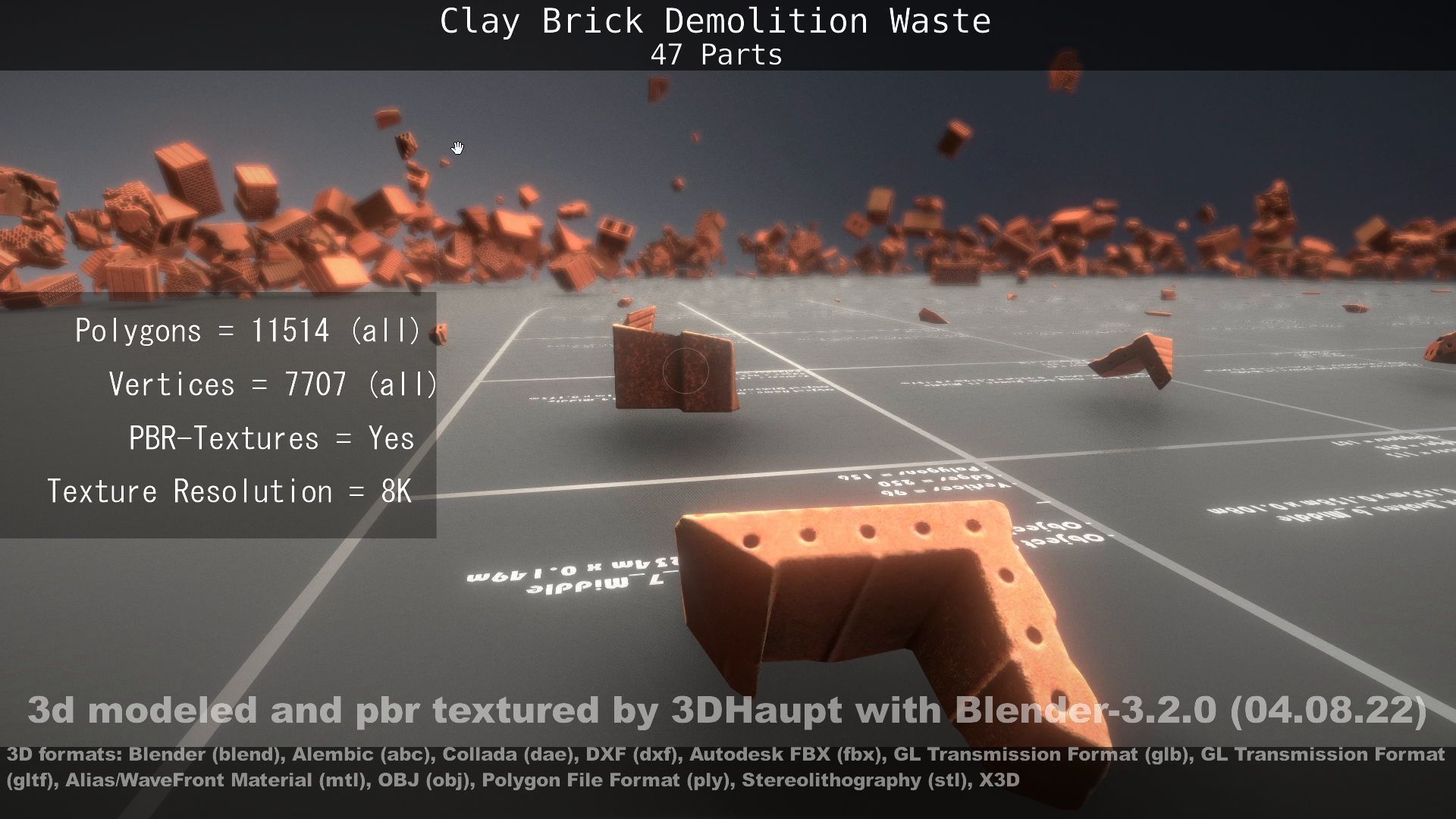 Clay Brick Demolition Waste Low-poly 3D model_32