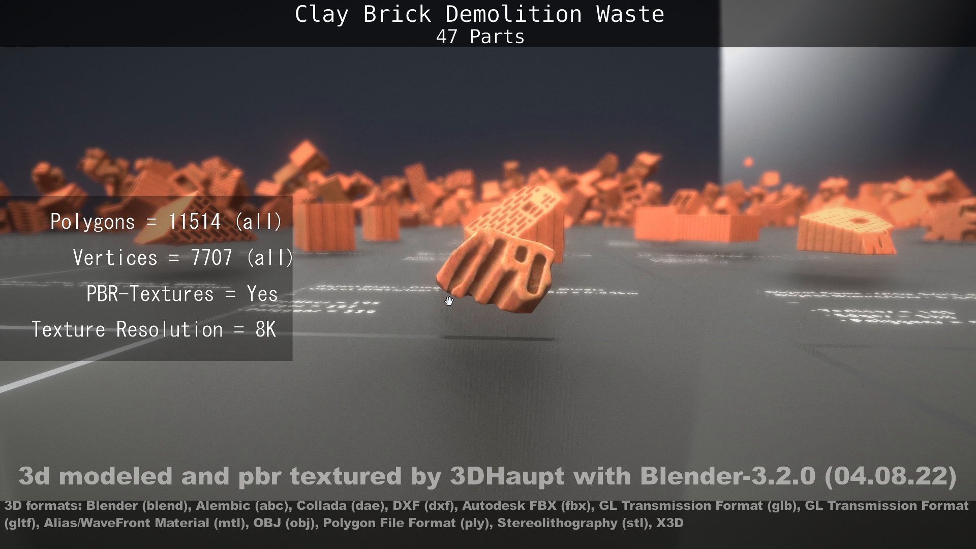 Clay Brick Demolition Waste Low-poly 3D model_114