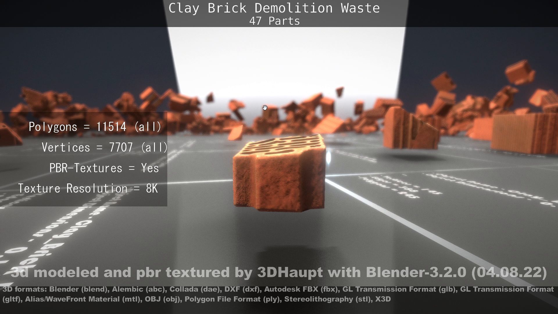 Clay Brick Demolition Waste Low-poly 3D model_109