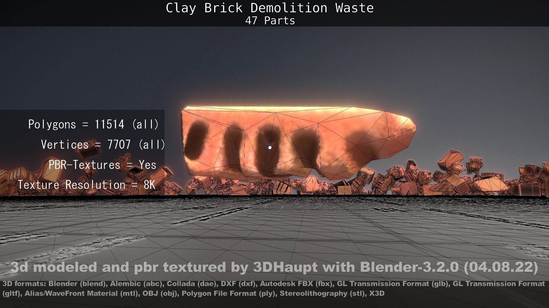 Clay Brick Demolition Waste Low-poly 3D model_82