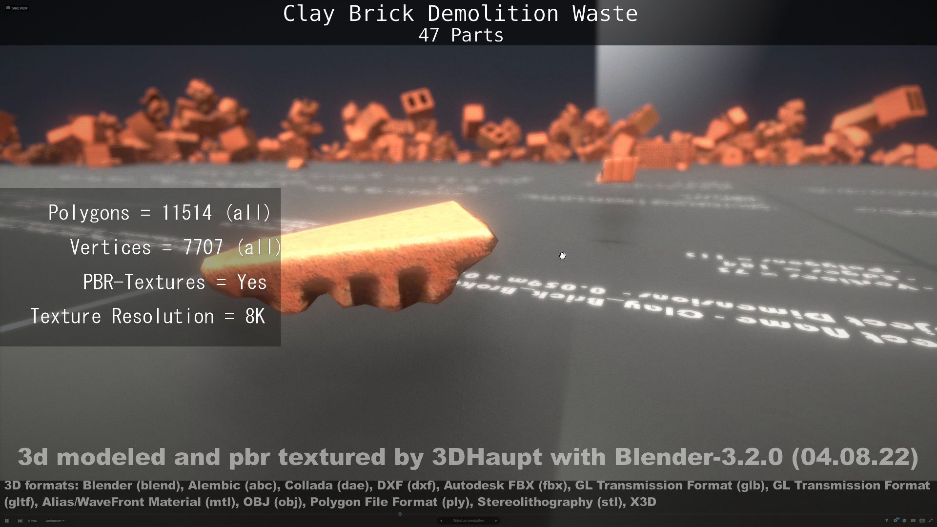 Clay Brick Demolition Waste Low-poly 3D model_80