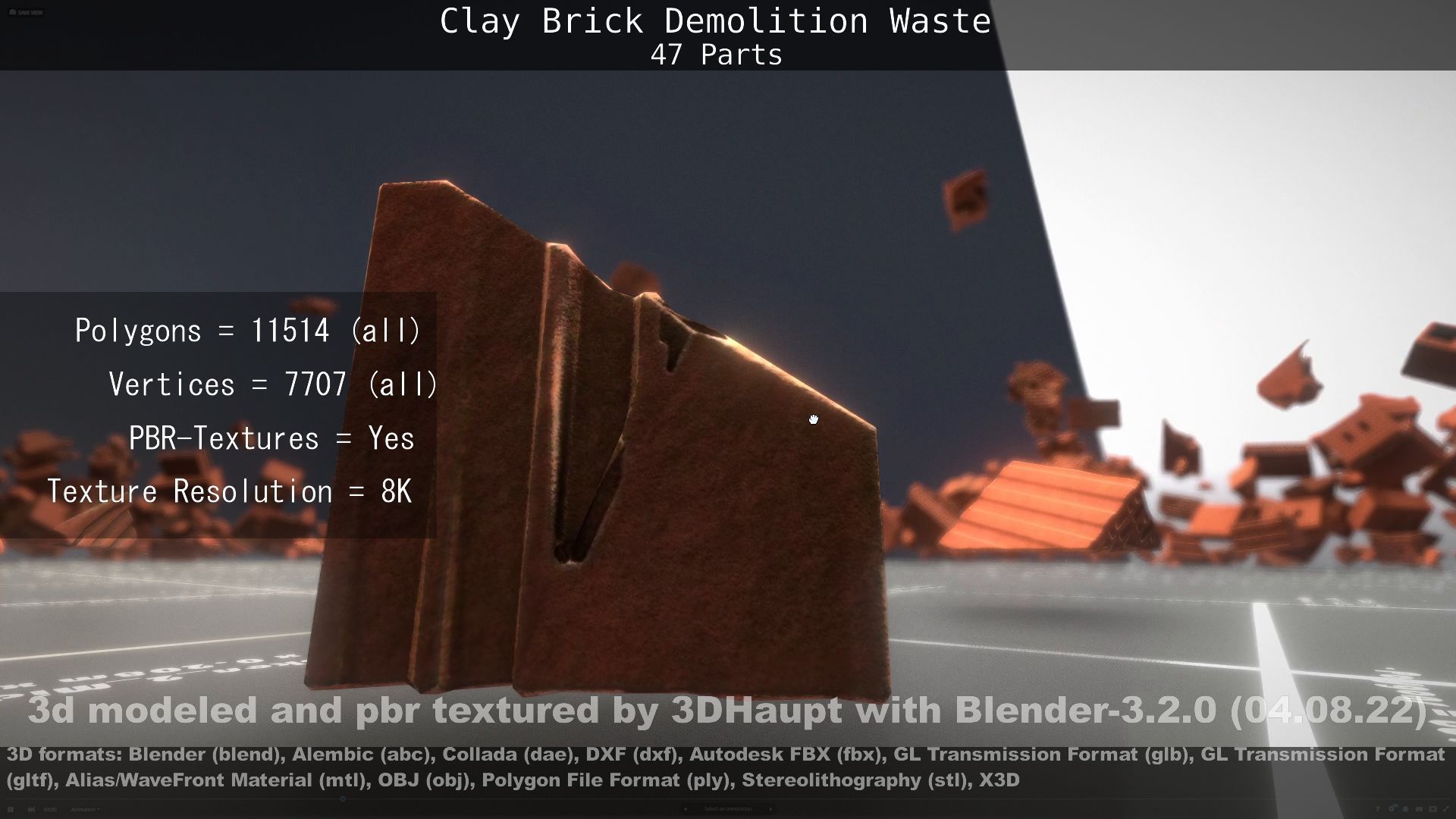 Clay Brick Demolition Waste Low-poly 3D model_127