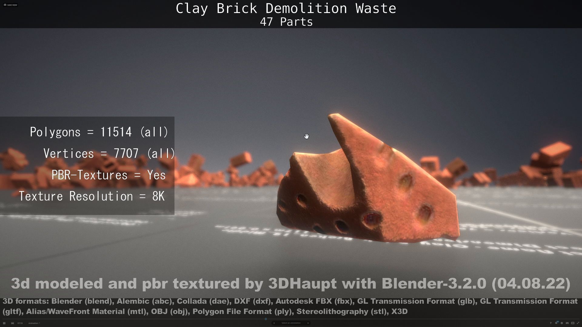 Clay Brick Demolition Waste Low-poly 3D model_42