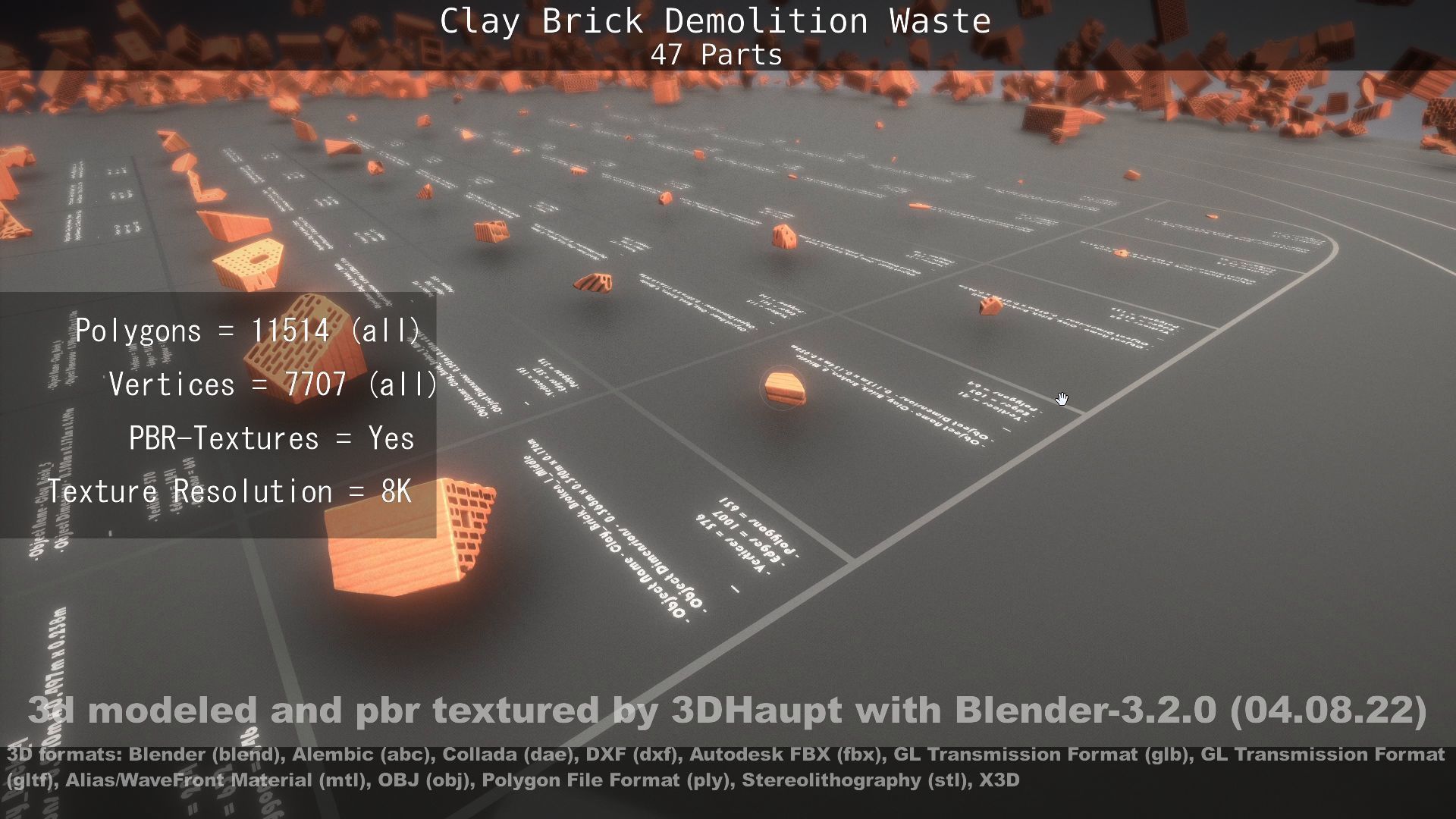 Clay Brick Demolition Waste Low-poly 3D model_111