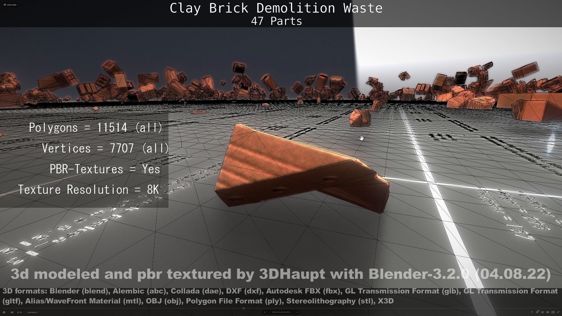 Clay Brick Demolition Waste Low-poly 3D model_36