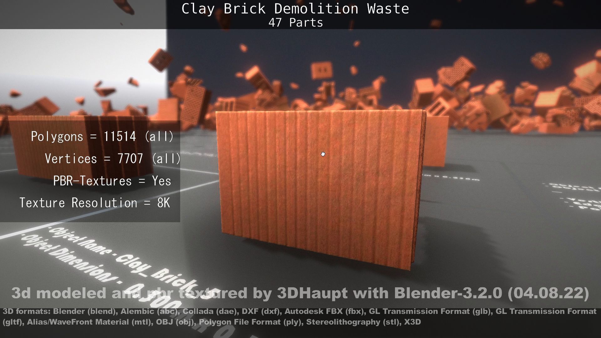 Clay Brick Demolition Waste Low-poly 3D model_136