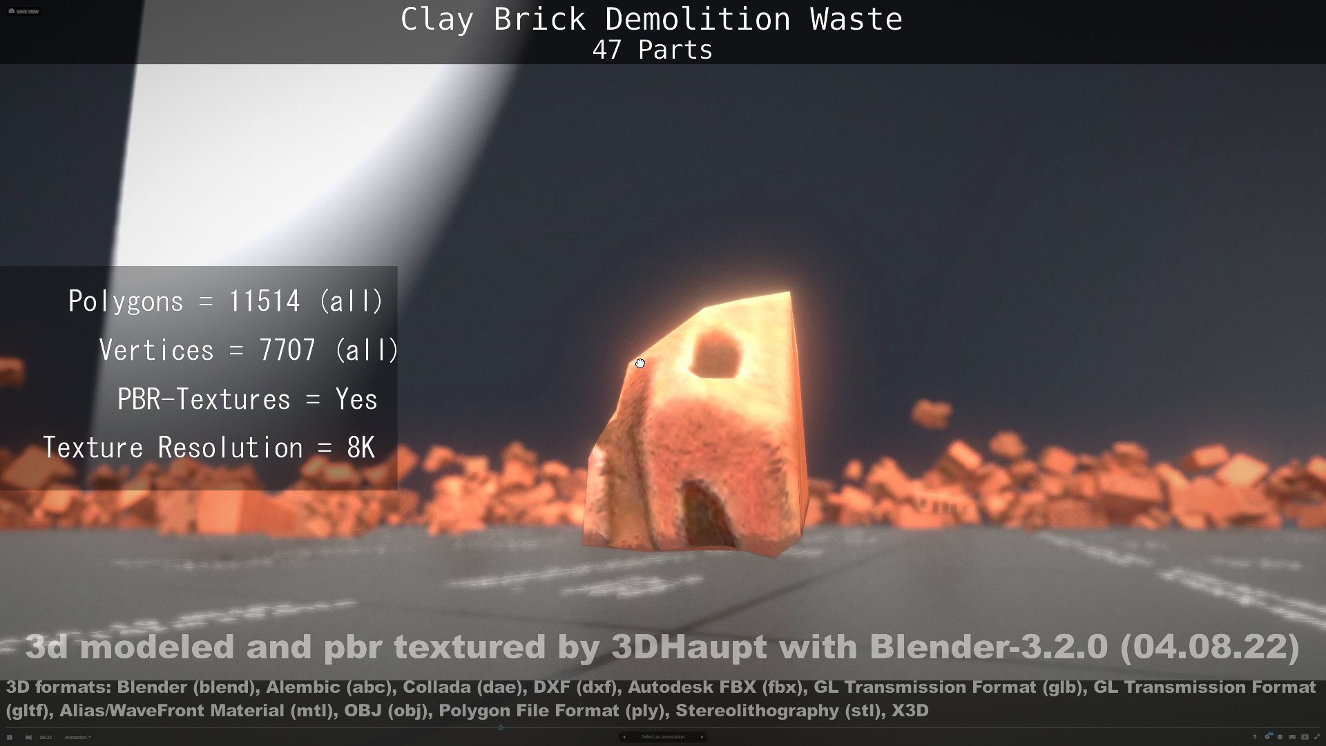 Clay Brick Demolition Waste Low-poly 3D model_76