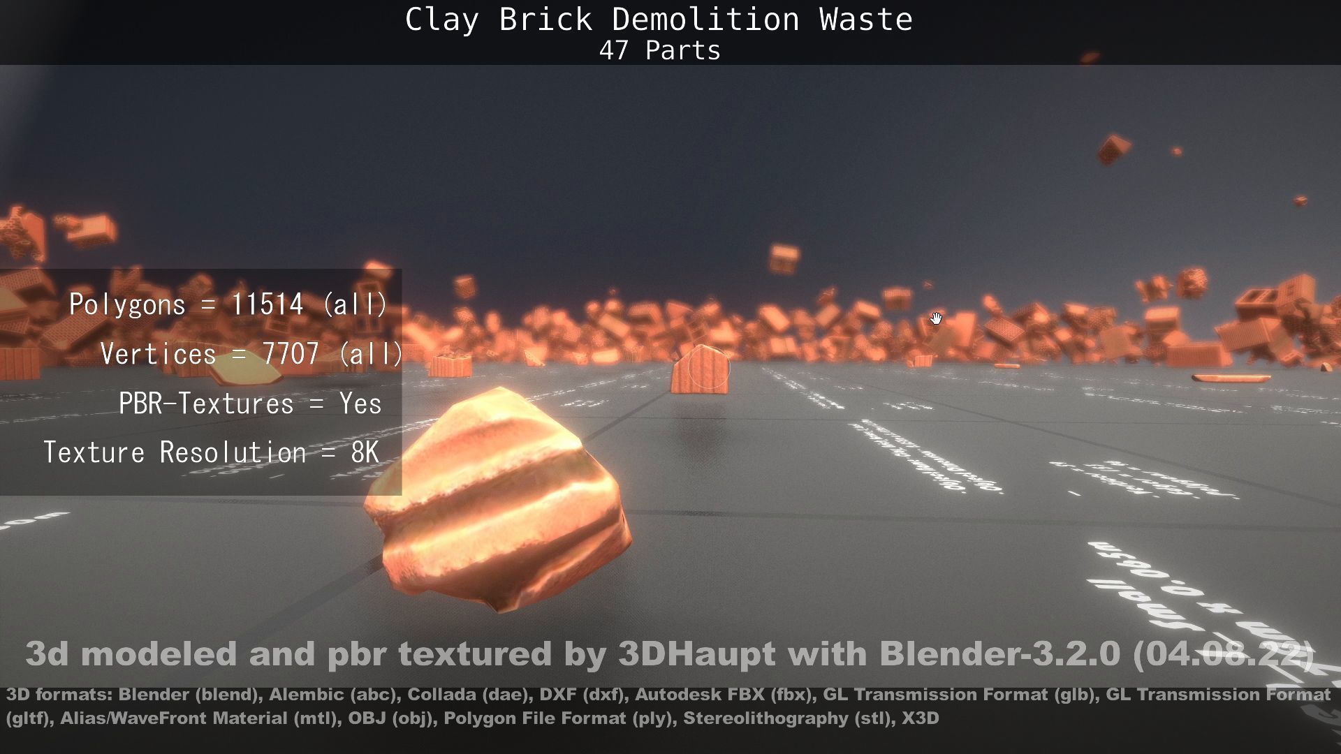 Clay Brick Demolition Waste Low-poly 3D model_56