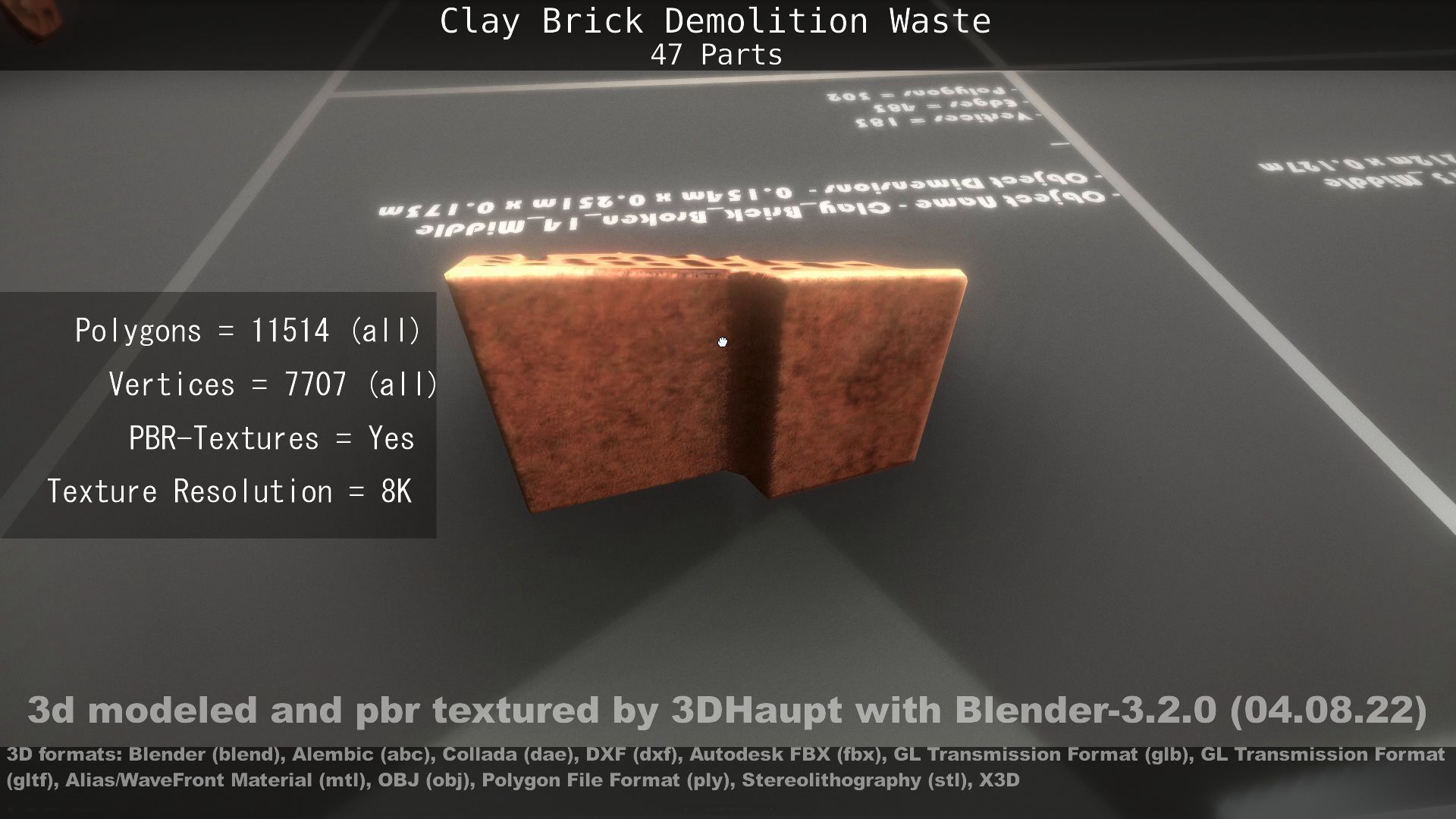 Clay Brick Demolition Waste Low-poly 3D model_30