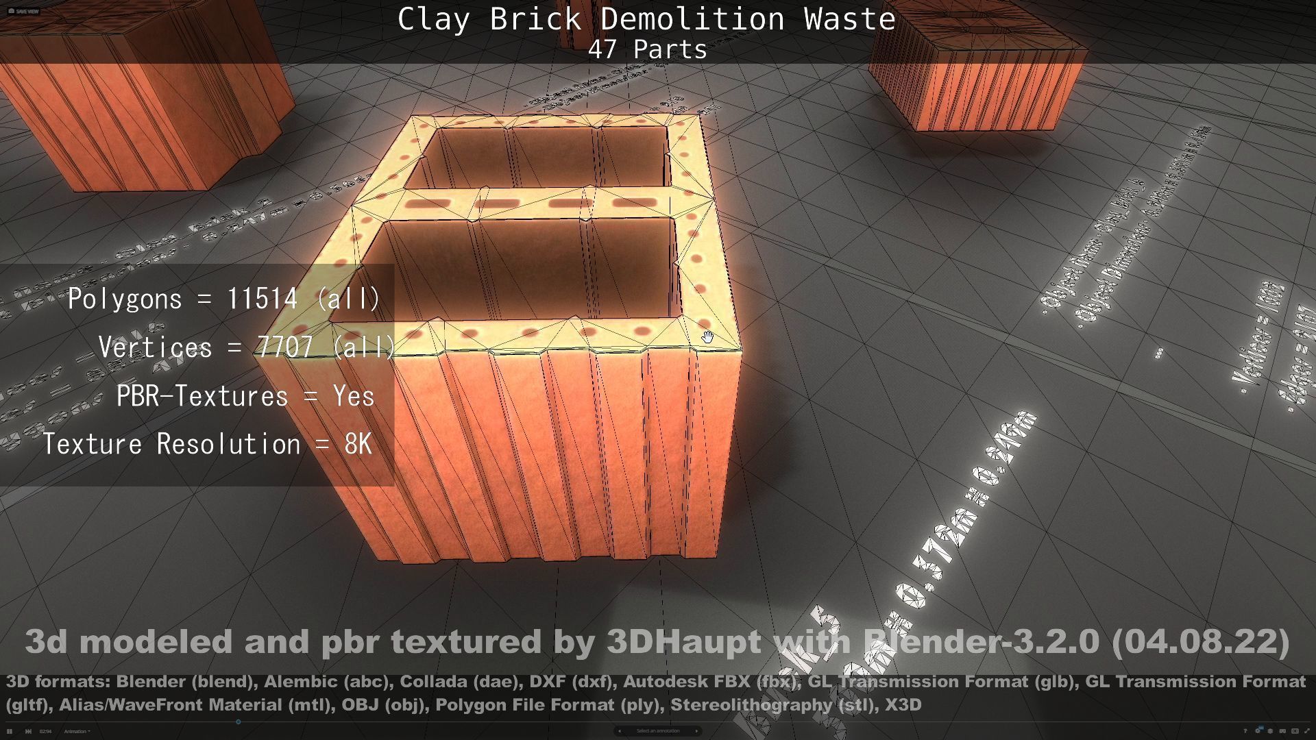 Clay Brick Demolition Waste Low-poly 3D model_96