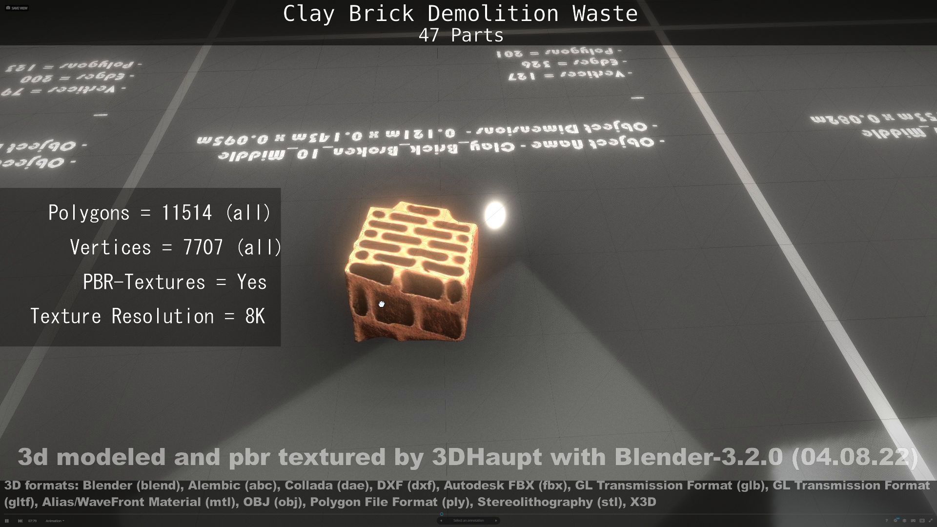 Clay Brick Demolition Waste Low-poly 3D model_110