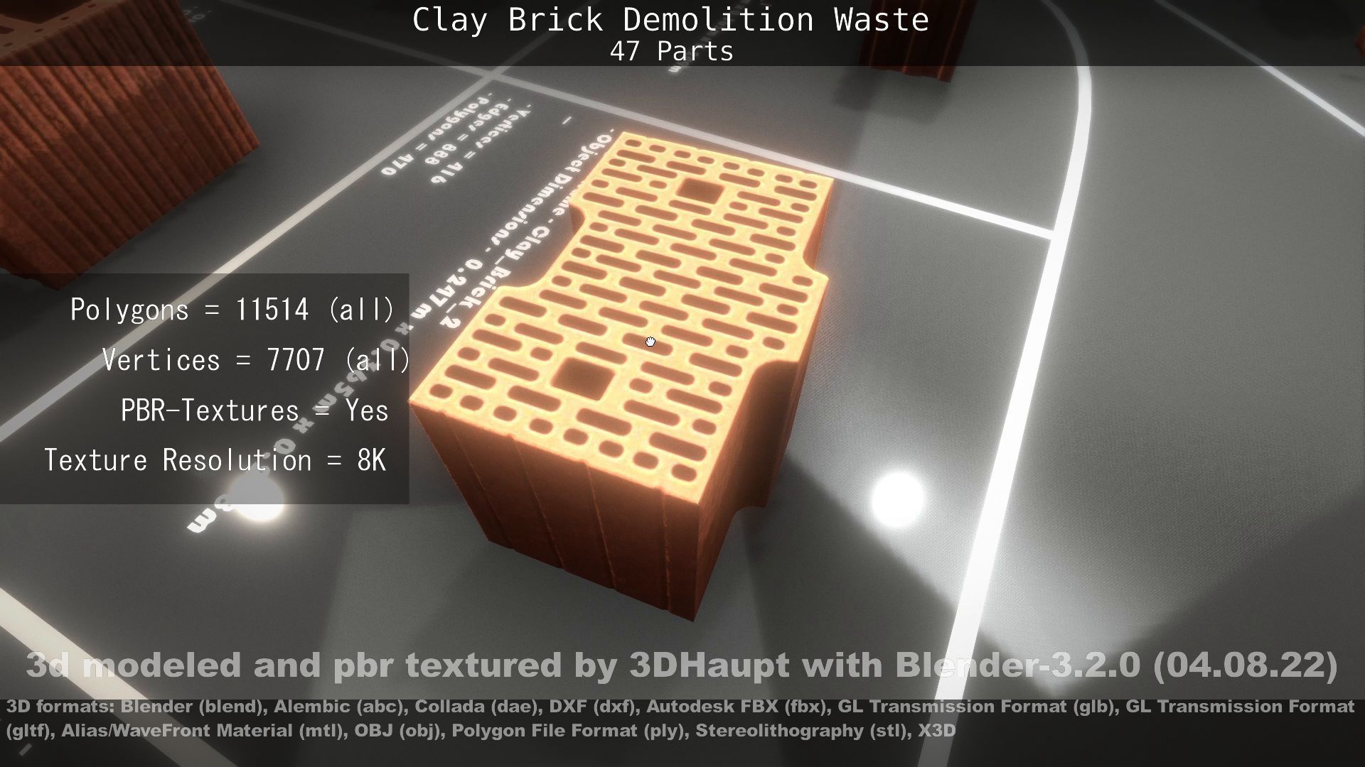 Clay Brick Demolition Waste Low-poly 3D model_118