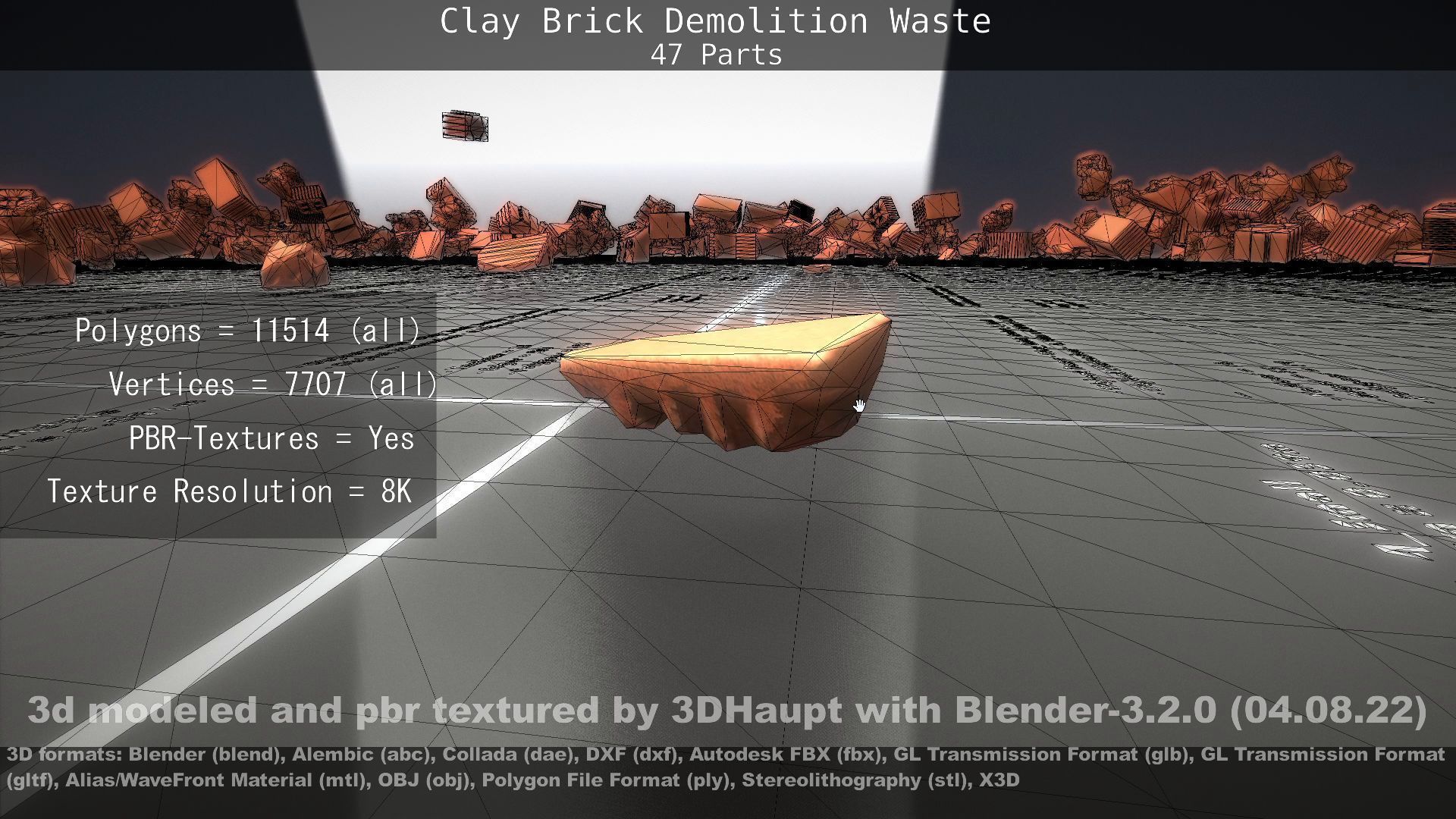 Clay Brick Demolition Waste Low-poly 3D model_81