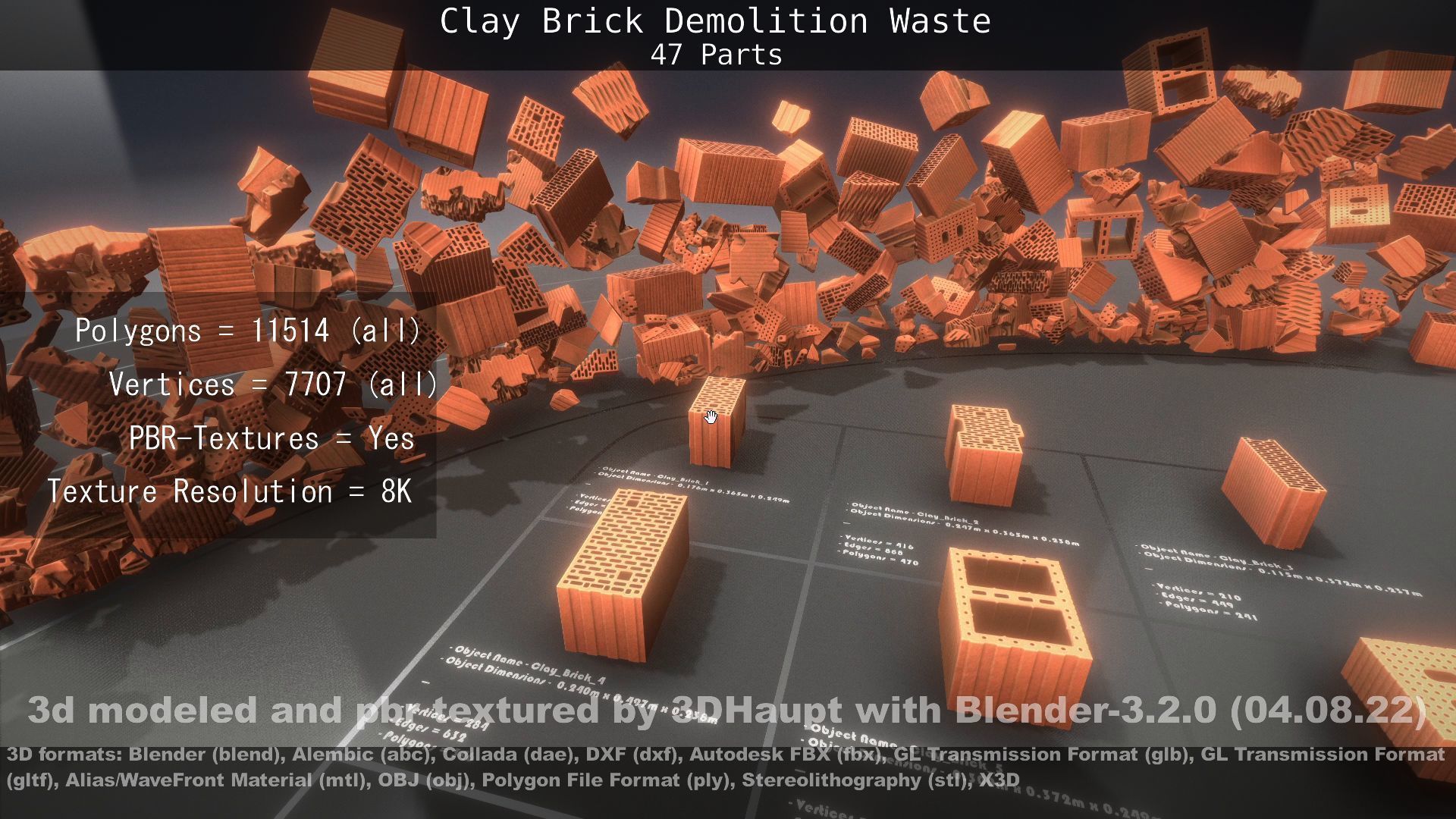Clay Brick Demolition Waste Low-poly 3D model_88