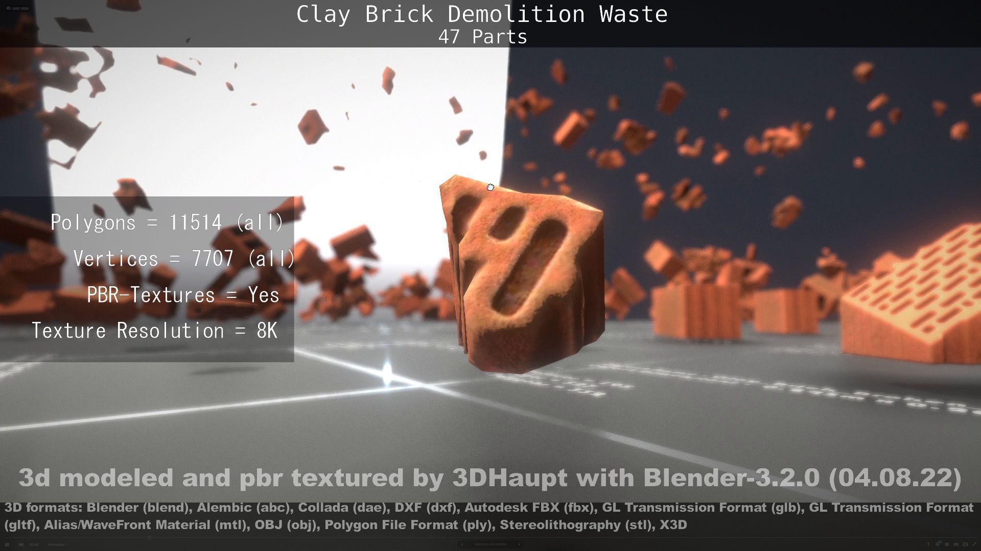 Clay Brick Demolition Waste Low-poly 3D model_53
