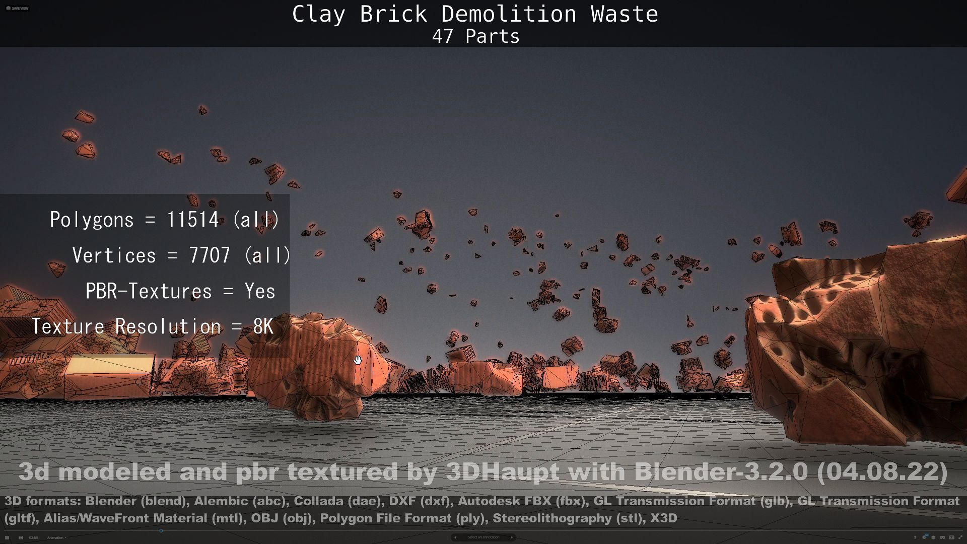 Clay Brick Demolition Waste Low-poly 3D model_141