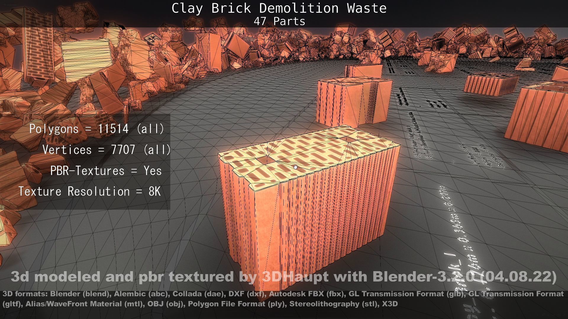 Clay Brick Demolition Waste Low-poly 3D model_92