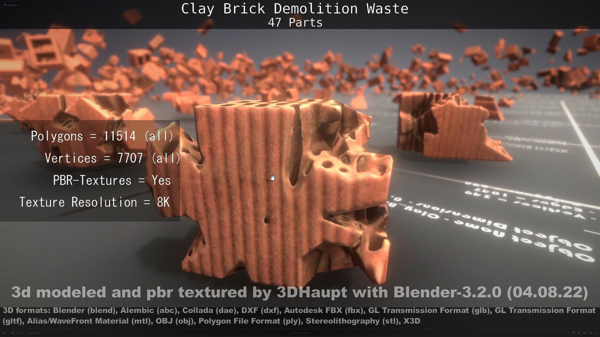 Clay Brick Demolition Waste Low-poly 3D model_148