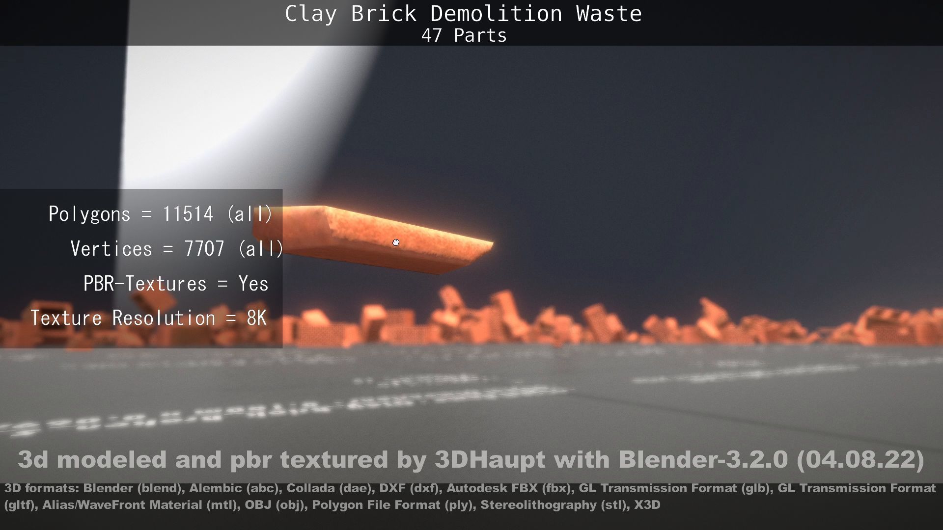 Clay Brick Demolition Waste Low-poly 3D model_84