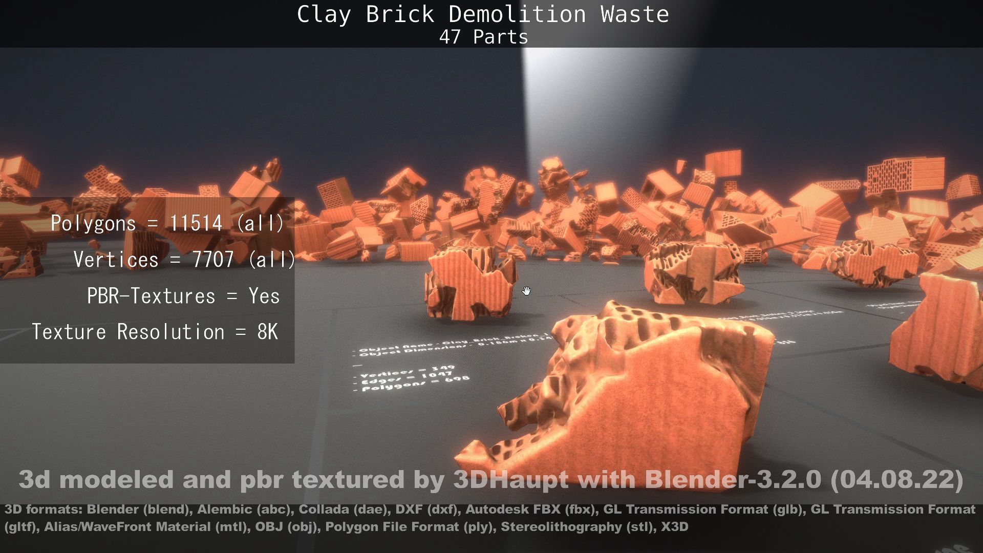 Clay Brick Demolition Waste Low-poly 3D model_122