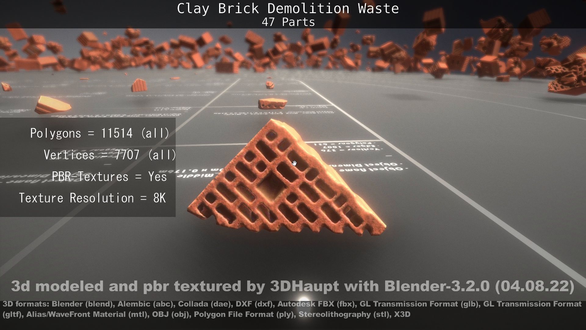 Clay Brick Demolition Waste Low-poly 3D model_101