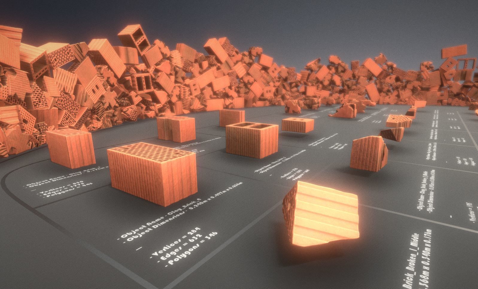 Clay Brick Demolition Waste Low-poly 3D model_5